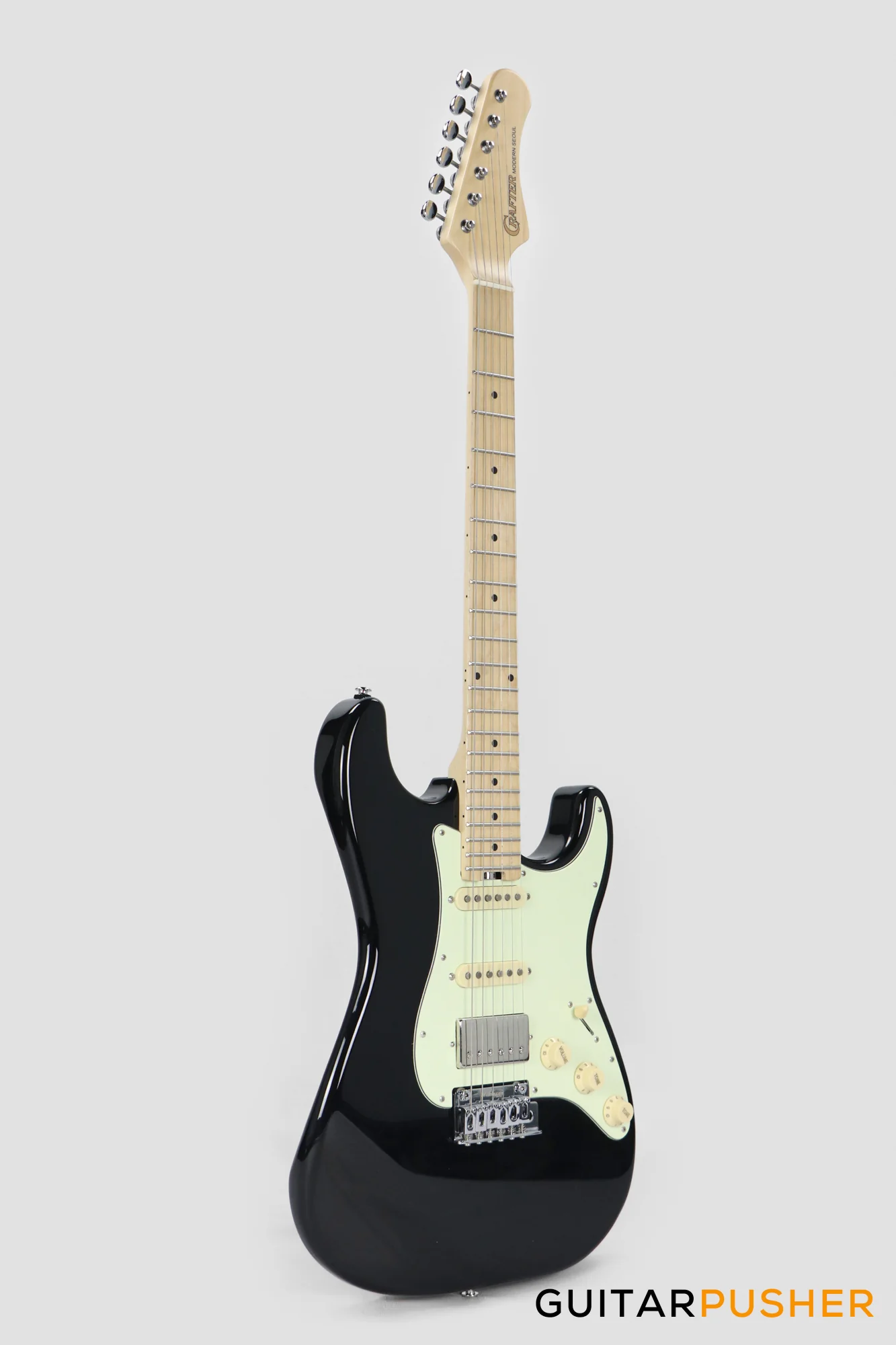 Crafter Guitars Modern Seoul S MP CB, S-Style HSS Electric Guitar, Maple Neck/Maple Fingerboard, w/ Gig Bag - Cosmic Black - Image 3