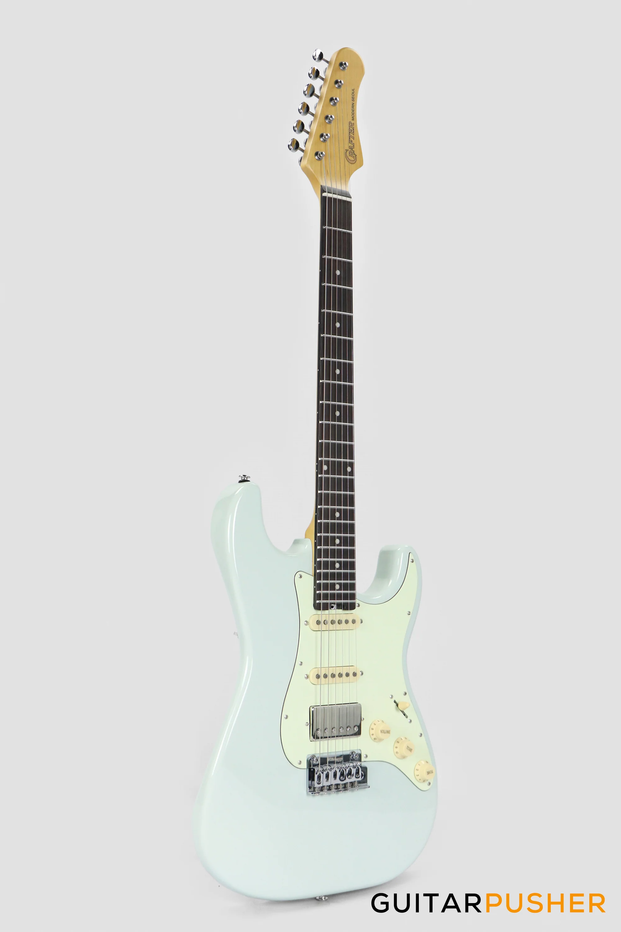 Crafter Guitars Modern Seoul S RS DB, S-Style HSS Electric Guitar, Maple Neck/Rosewood Fingerboard, w/ Gig Bag - Day Blue - Image 3