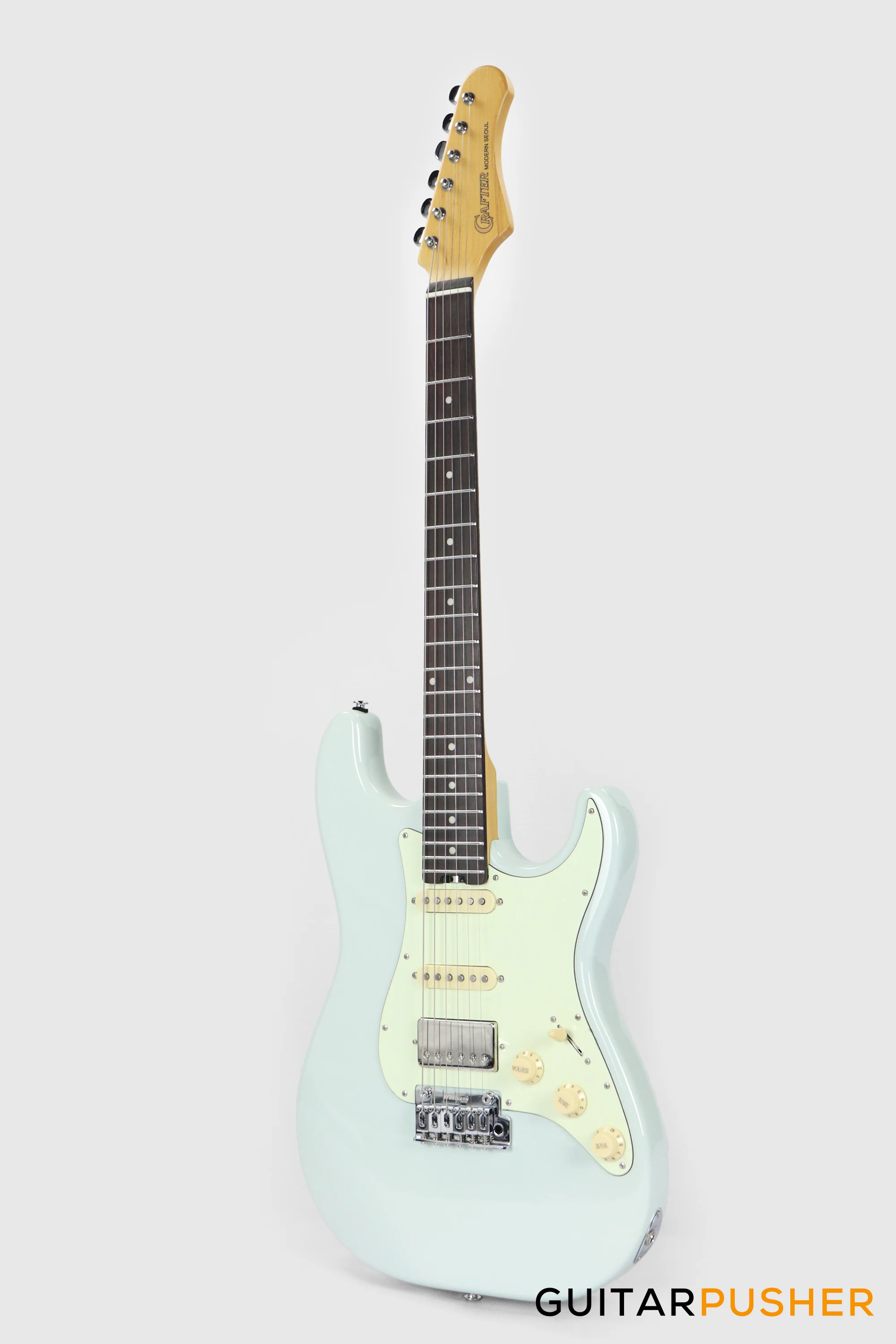 Crafter Guitars Modern Seoul S RS DB, S-Style HSS Electric Guitar, Maple Neck/Rosewood Fingerboard, w/ Gig Bag - Day Blue - Image 8