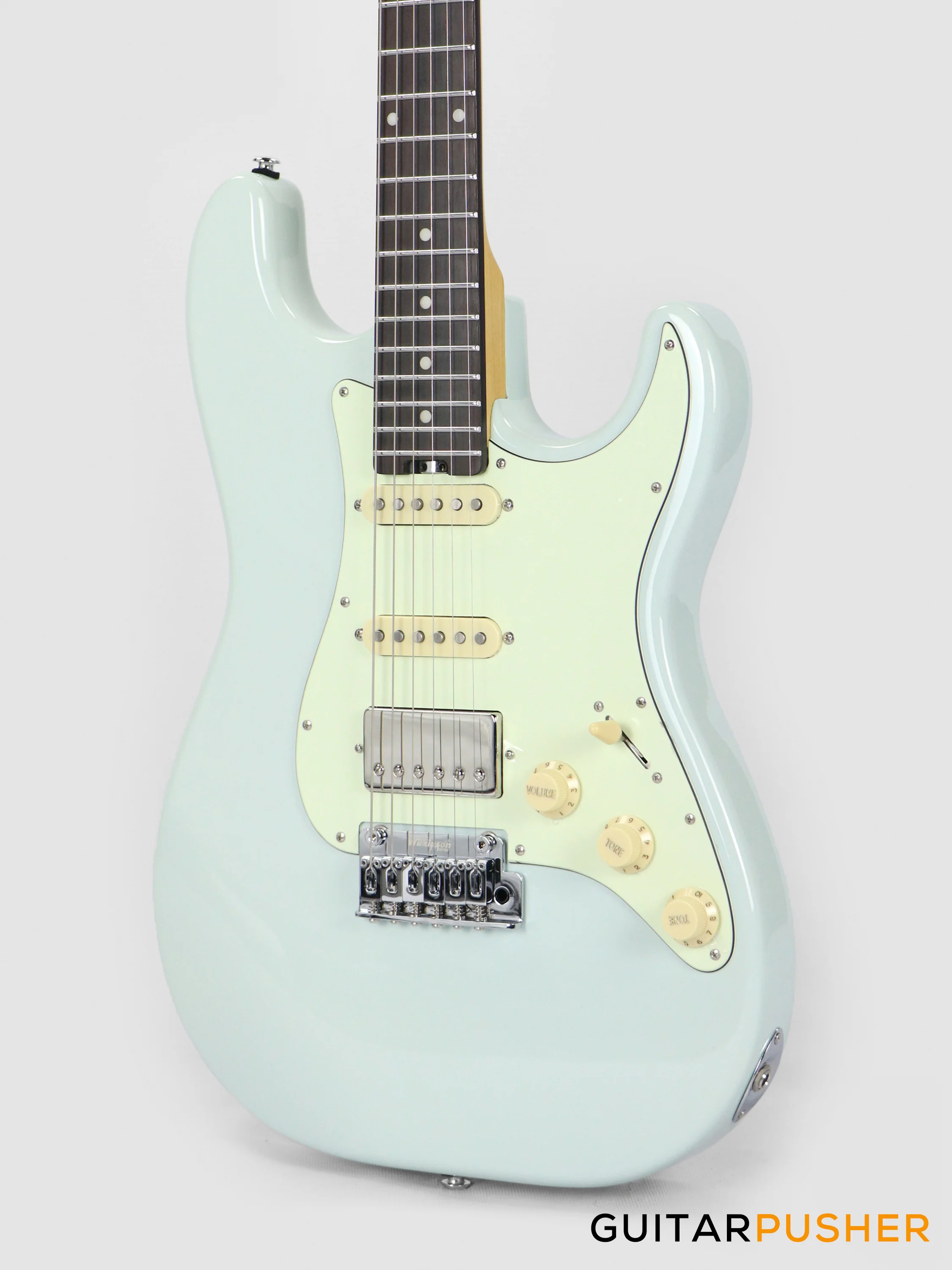 Crafter Guitars Modern Seoul S RS DB, S-Style HSS Electric Guitar, Maple Neck/Rosewood Fingerboard, w/ Gig Bag - Day Blue - Image 9