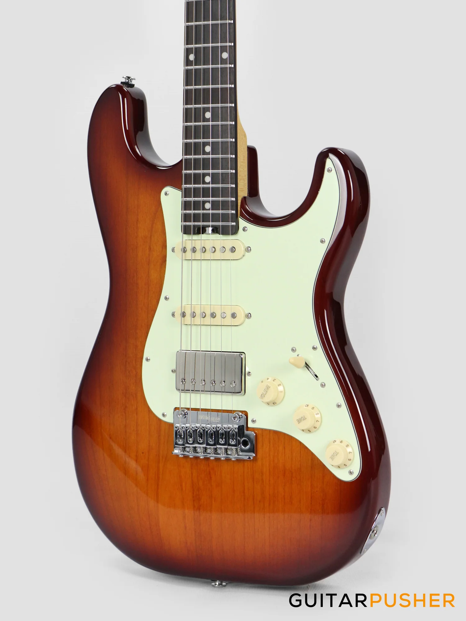 Crafter Guitars Modern Seoul S RS TS, S-Style HSS Electric Guitar, Maple Neck/Rosewood Fingerboard, w/ Gig Bag - Tobacco Sunburst - Image 8