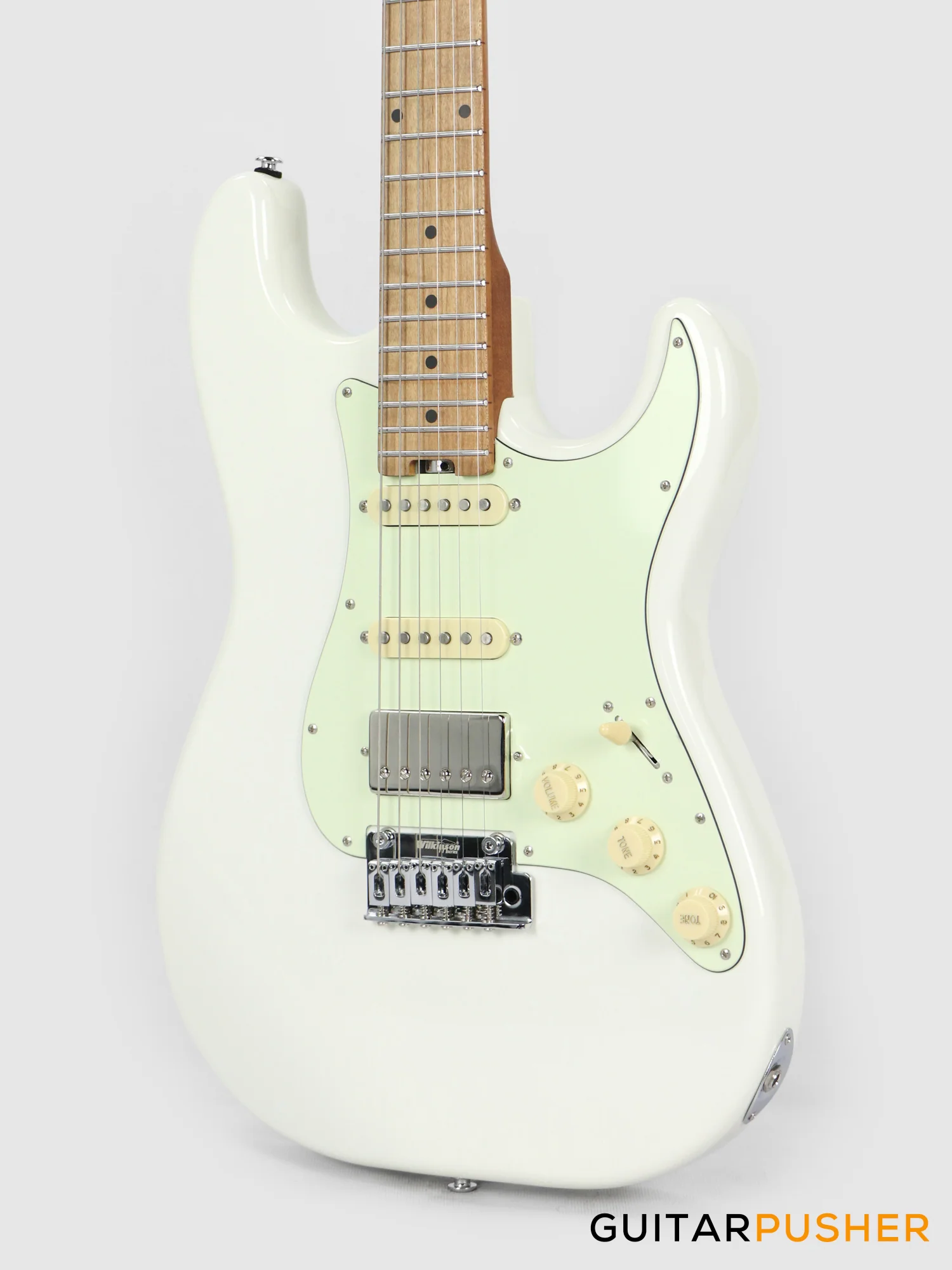 Crafter Guitars Modern Seoul S VVS MP OW, S-Style HSS Electric Guitar, Roasted Maple Neck/Roasted Maple Fingerboard, w/ Gig Bag - Olympic White - Image 7