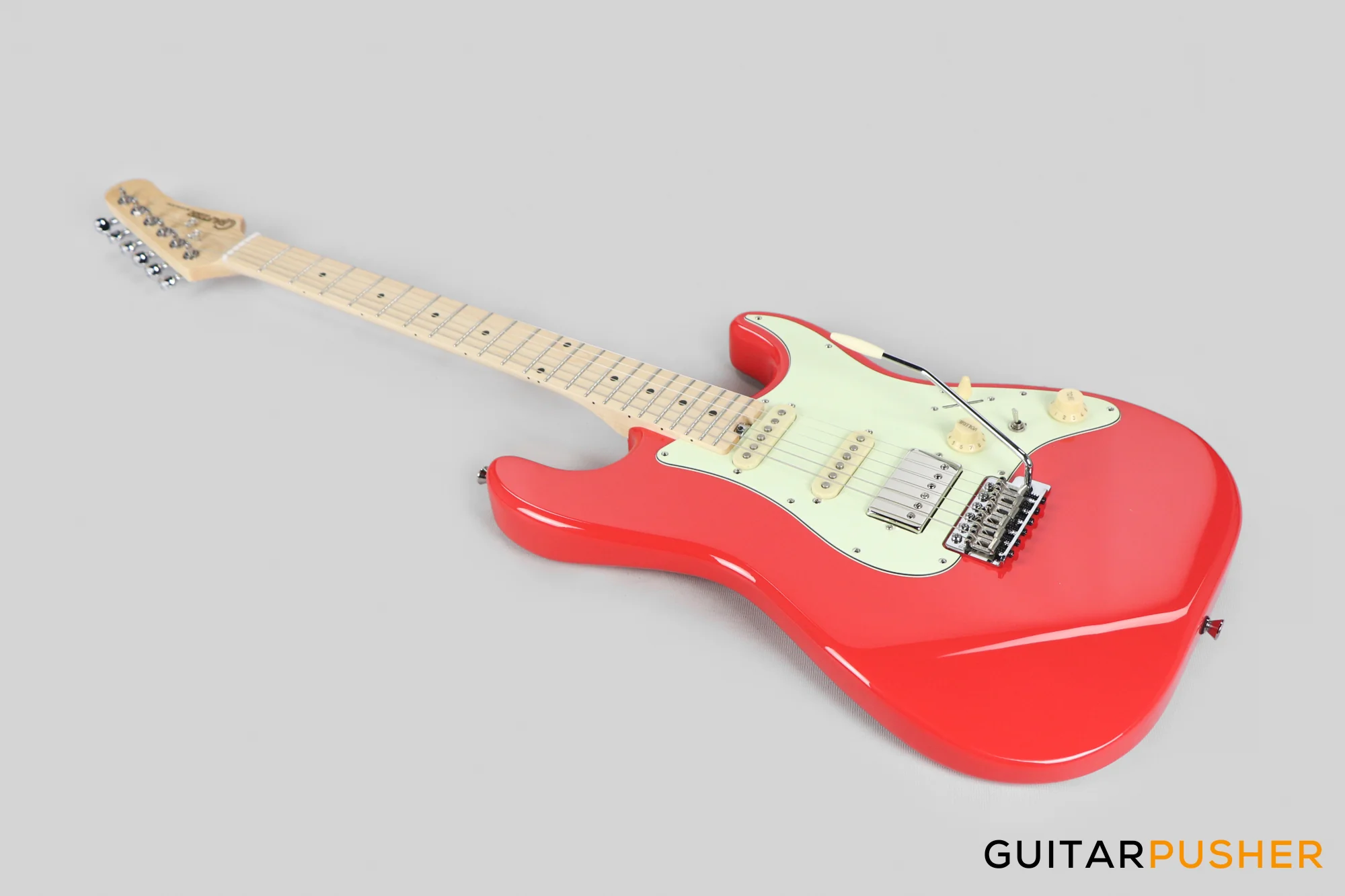 Crafter Guitars Modern Sera S MP VR, S-Style Electric Guitar, Maple Neck/Maple Fingerboard, w/ Gig Bag - Vintage Red - Image 10