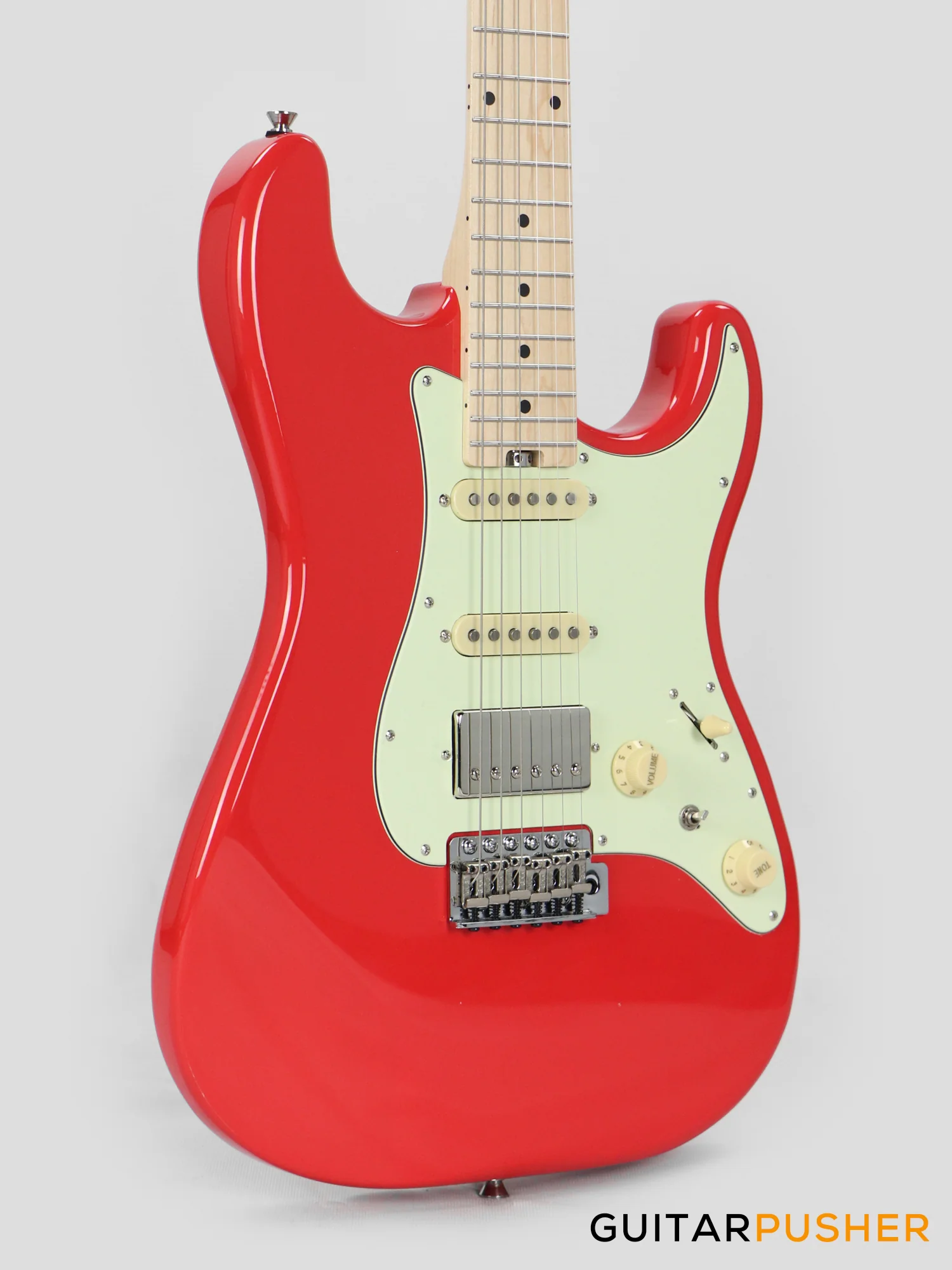 Crafter Guitars Modern Sera S MP VR, S-Style Electric Guitar, Maple Neck/Maple Fingerboard, w/ Gig Bag - Vintage Red - Image 6