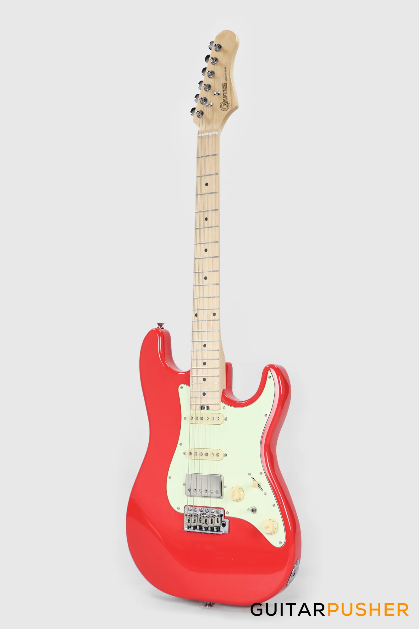 Crafter Guitars Modern Sera S MP VR, S-Style Electric Guitar, Maple Neck/Maple Fingerboard, w/ Gig Bag - Vintage Red - Image 7