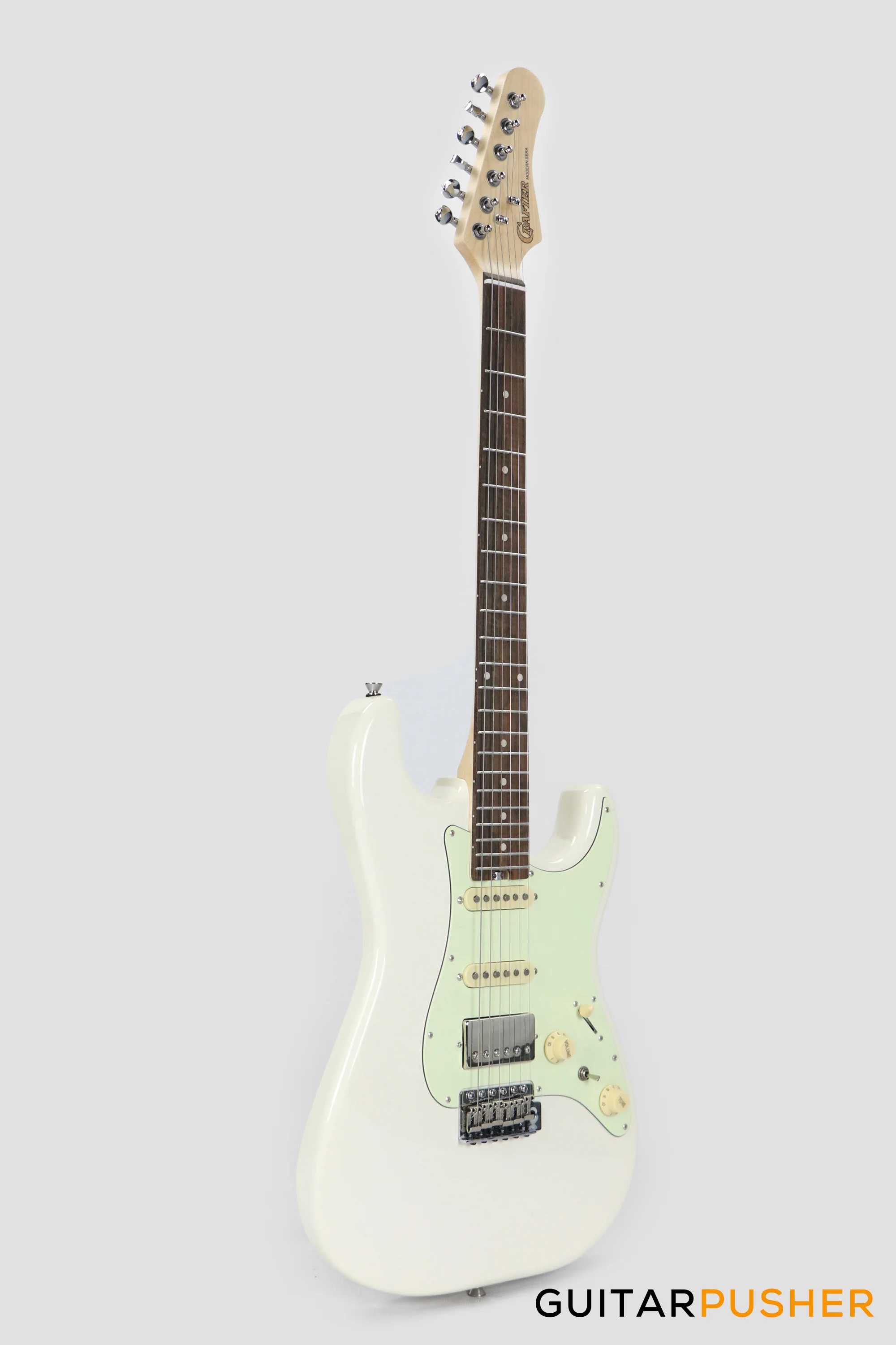 Crafter Guitars Modern Sera S RS OW, S-Style Electric Guitar, Maple Neck/Laurel Fingerboard, w/ Gig Bag - Olympic White - Image 3