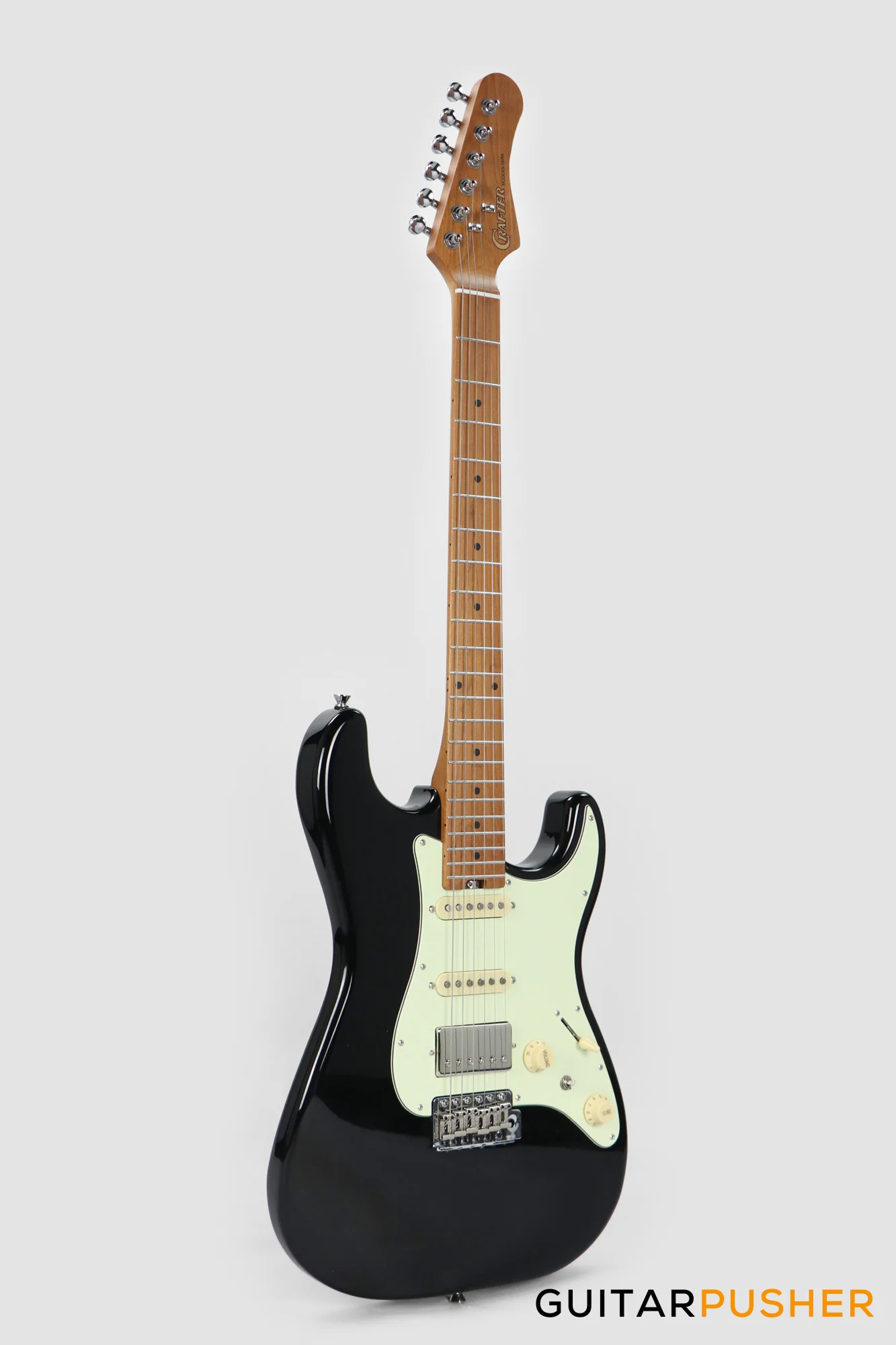 Crafter Guitars Modern Sera S VVS MP CB, S-Style Electric Guitar, Roasted Maple Neck/Roasted Maple Fingerboard, w/ Gig Bag - Cosmic Black - Image 3