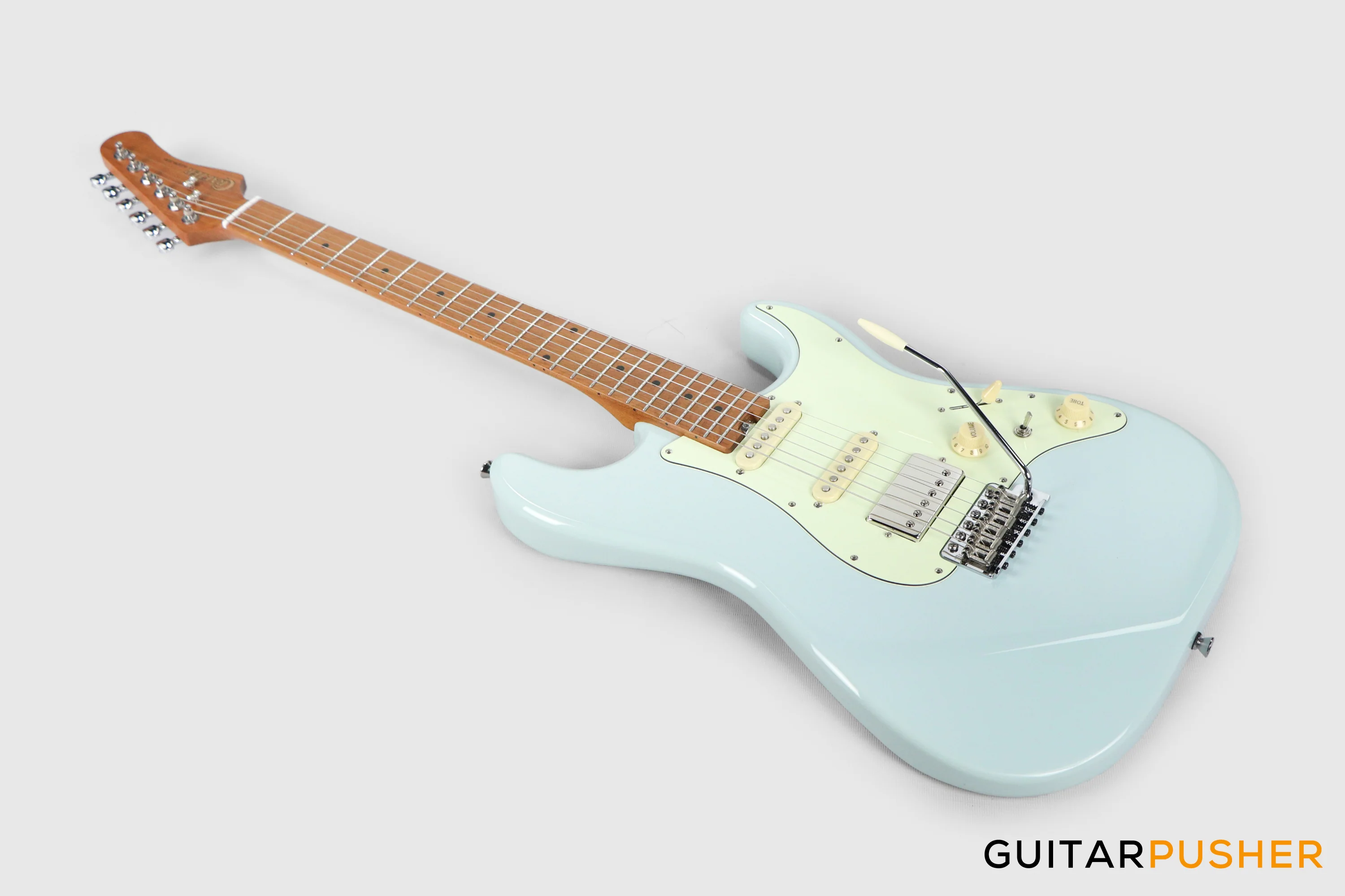 Crafter Guitars Modern Sera S VVS MP DB, S-Style Electric Guitar, Roasted Maple Neck/Roasted Maple Fingerboard, w/ Gig Bag - Day Blue - Image 10