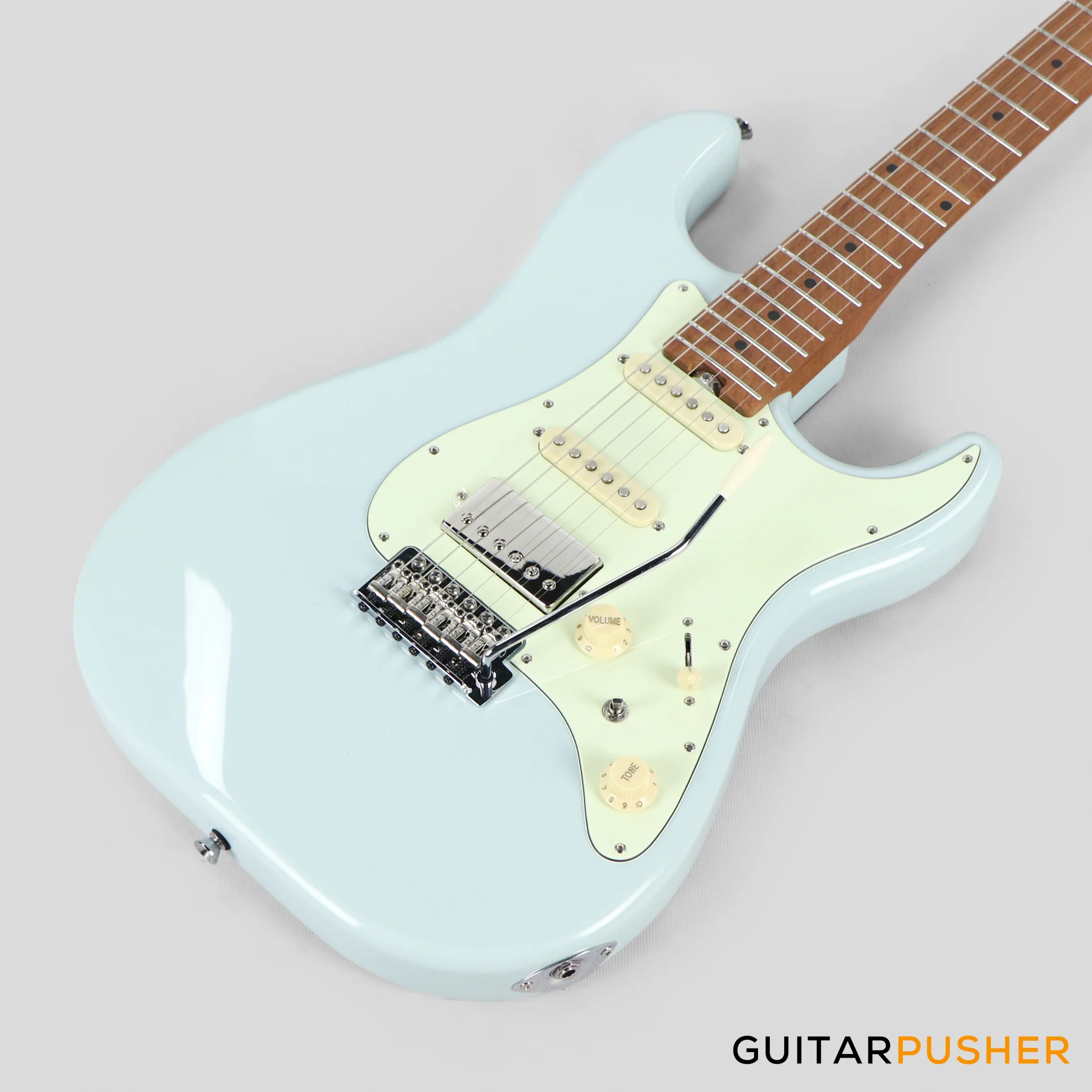 Crafter Guitars Modern Sera S VVS MP DB, S-Style Electric Guitar, Roasted Maple Neck/Roasted Maple Fingerboard, w/ Gig Bag - Day Blue - Image 11