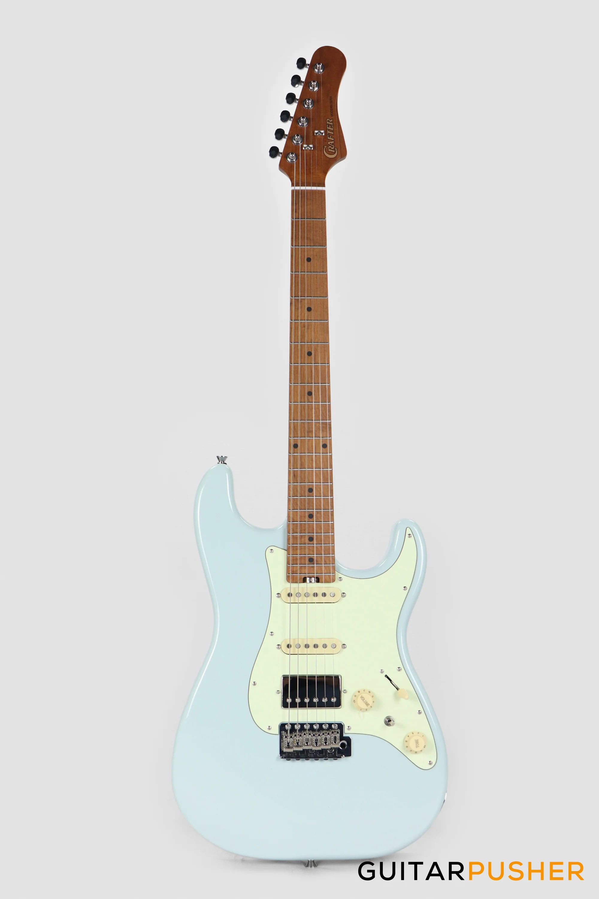 Crafter Guitars Modern Sera S VVS MP DB, S-Style Electric Guitar, Roasted Maple Neck/Roasted Maple Fingerboard, w/ Gig Bag - Day Blue - Image 2
