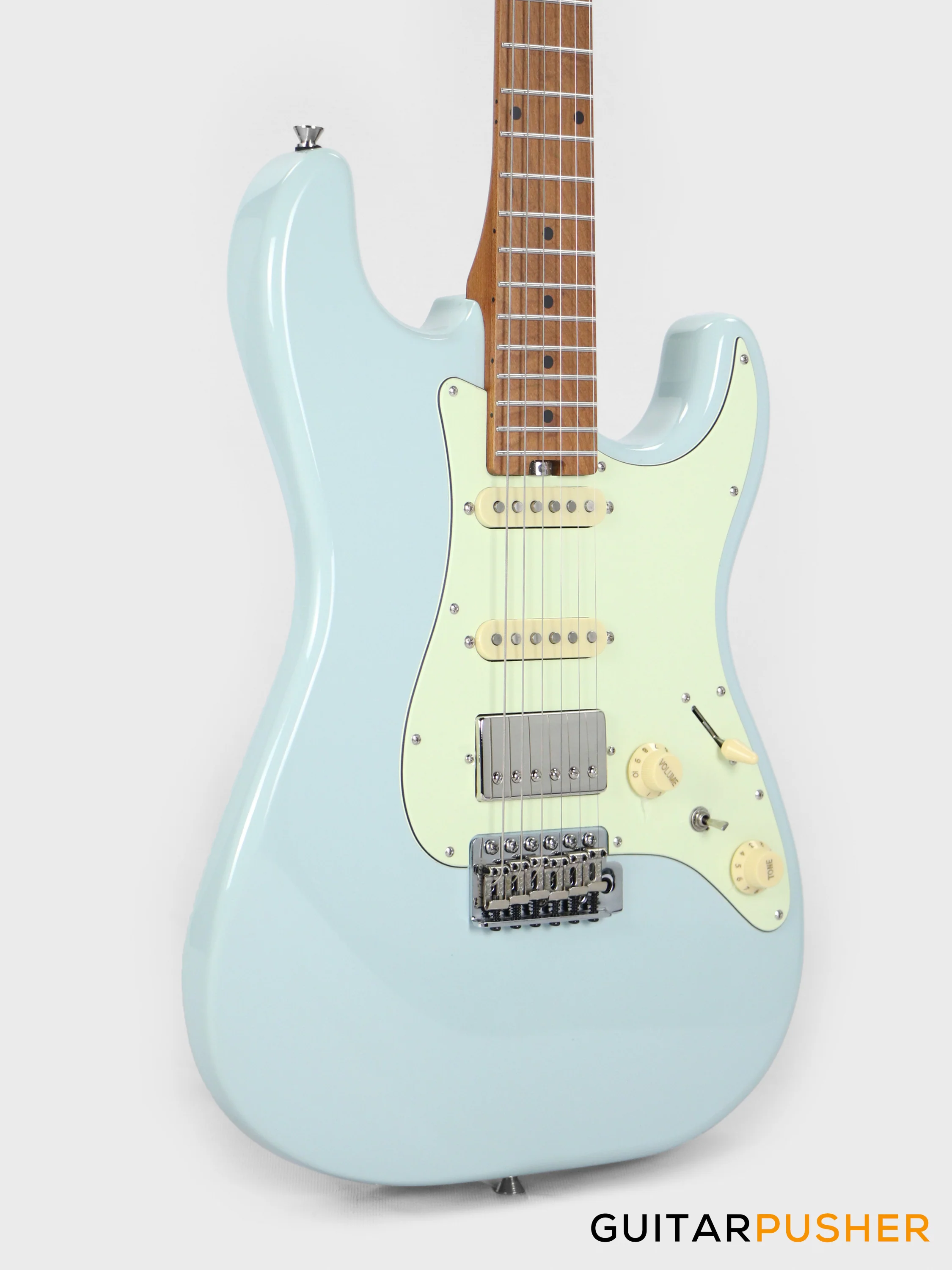 Crafter Guitars Modern Sera S VVS MP DB, S-Style Electric Guitar, Roasted Maple Neck/Roasted Maple Fingerboard, w/ Gig Bag - Day Blue - Image 5