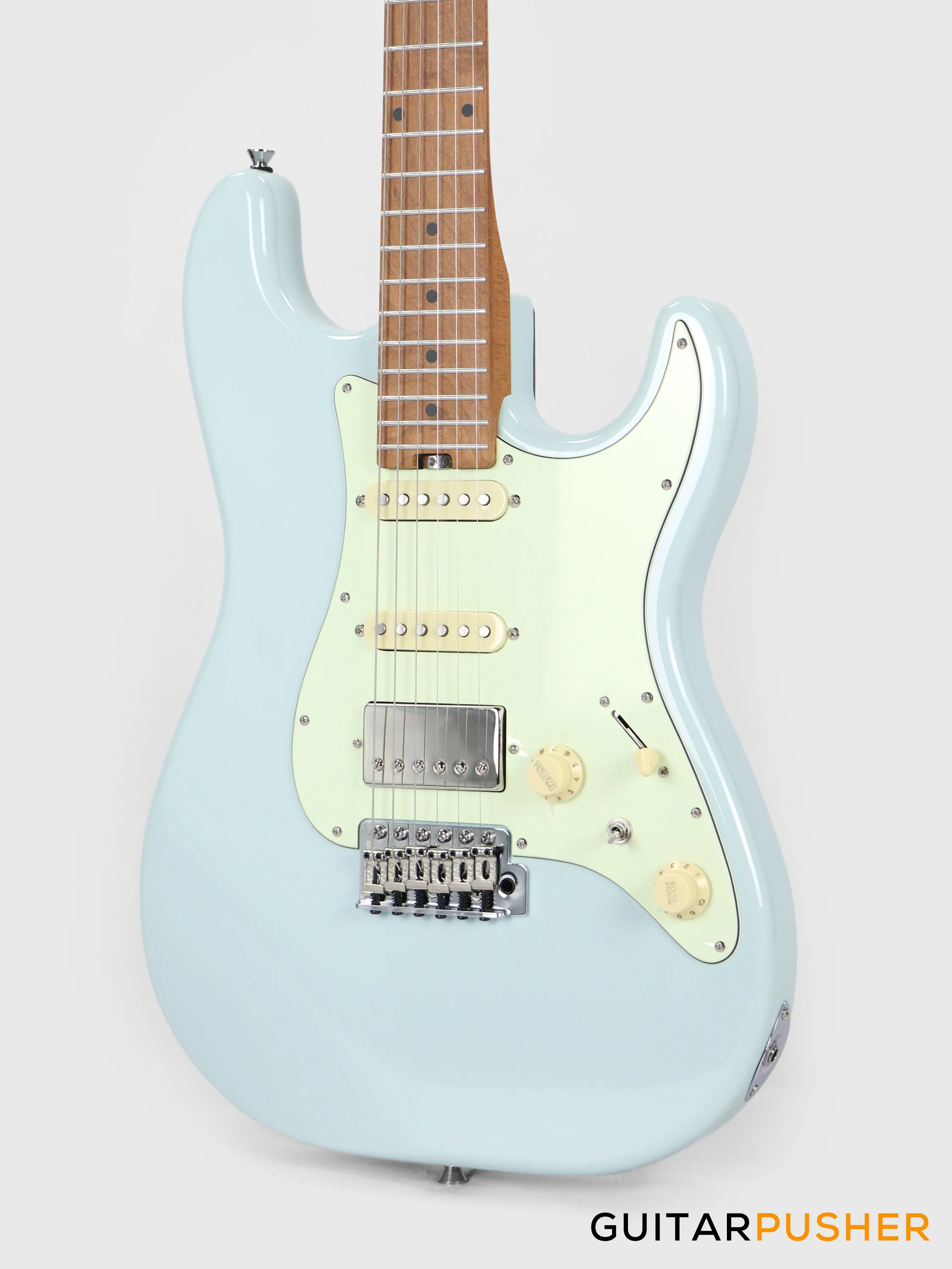 Crafter Guitars Modern Sera S VVS MP DB, S-Style Electric Guitar, Roasted Maple Neck/Roasted Maple Fingerboard, w/ Gig Bag - Day Blue - Image 9