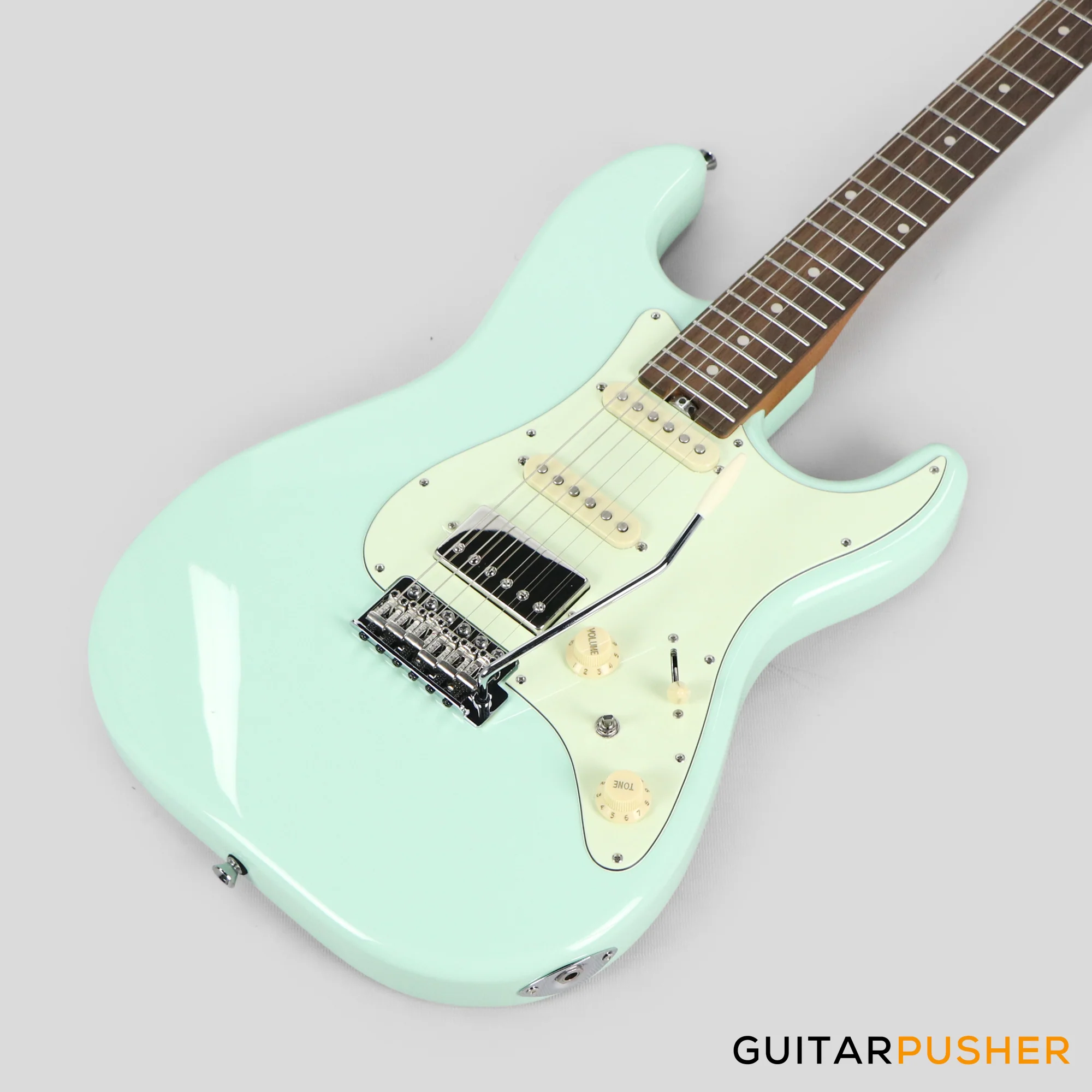 Crafter Guitars Modern Sera S VVS RS AG, S-Style Electric Guitar, Roasted Maple Neck/Laurel Fingerboard, w/ Gig Bag - Ara Green - Image 11