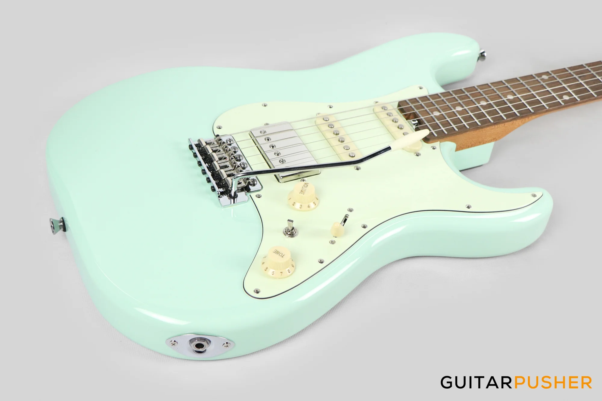 Crafter Guitars Modern Sera S VVS RS AG, S-Style Electric Guitar, Roasted Maple Neck/Laurel Fingerboard, w/ Gig Bag - Ara Green - Image 12