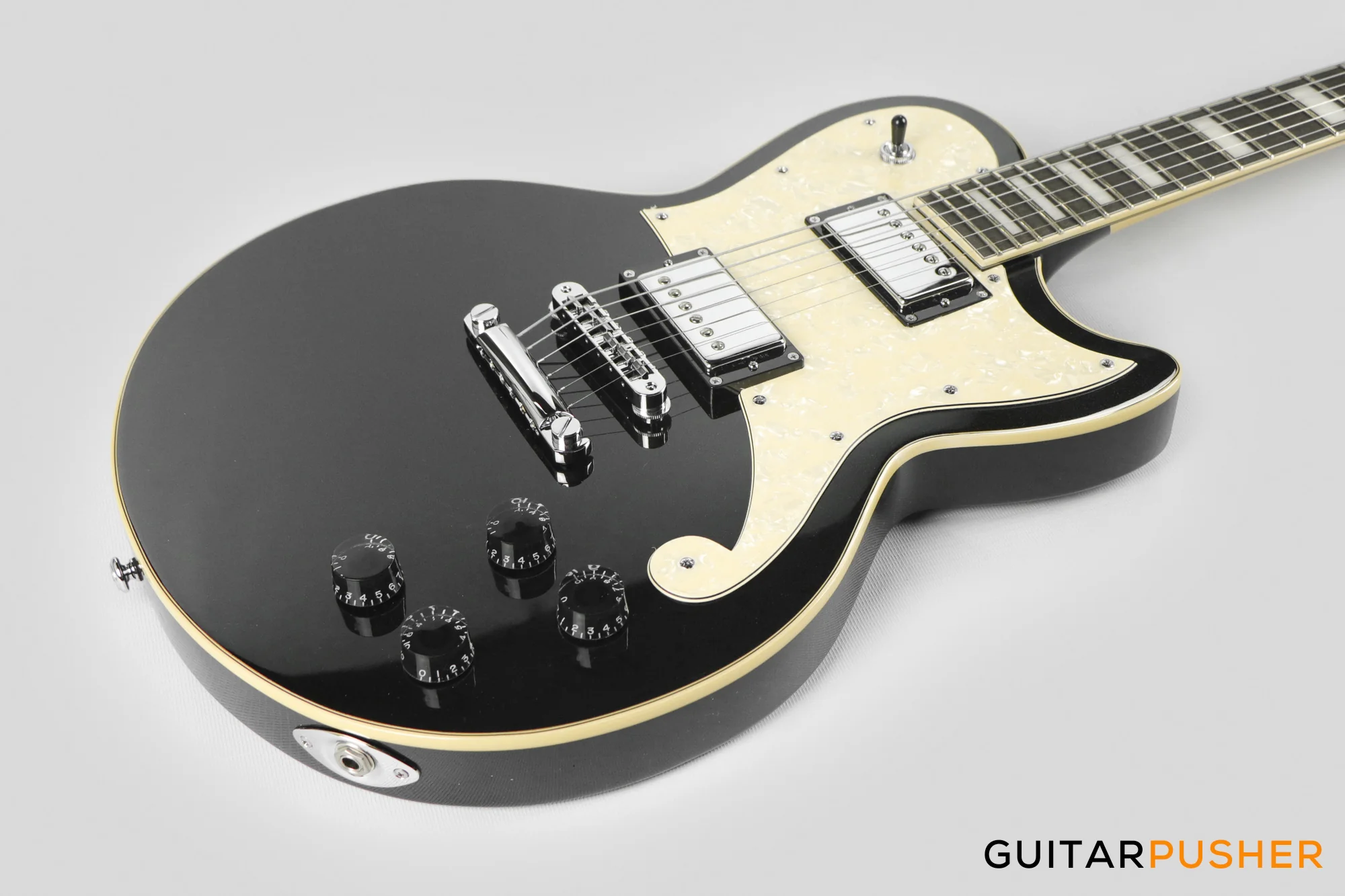 D'Angelico Premier Atlantic Single Cut Electric Guitar (Black Flake) - Image 11