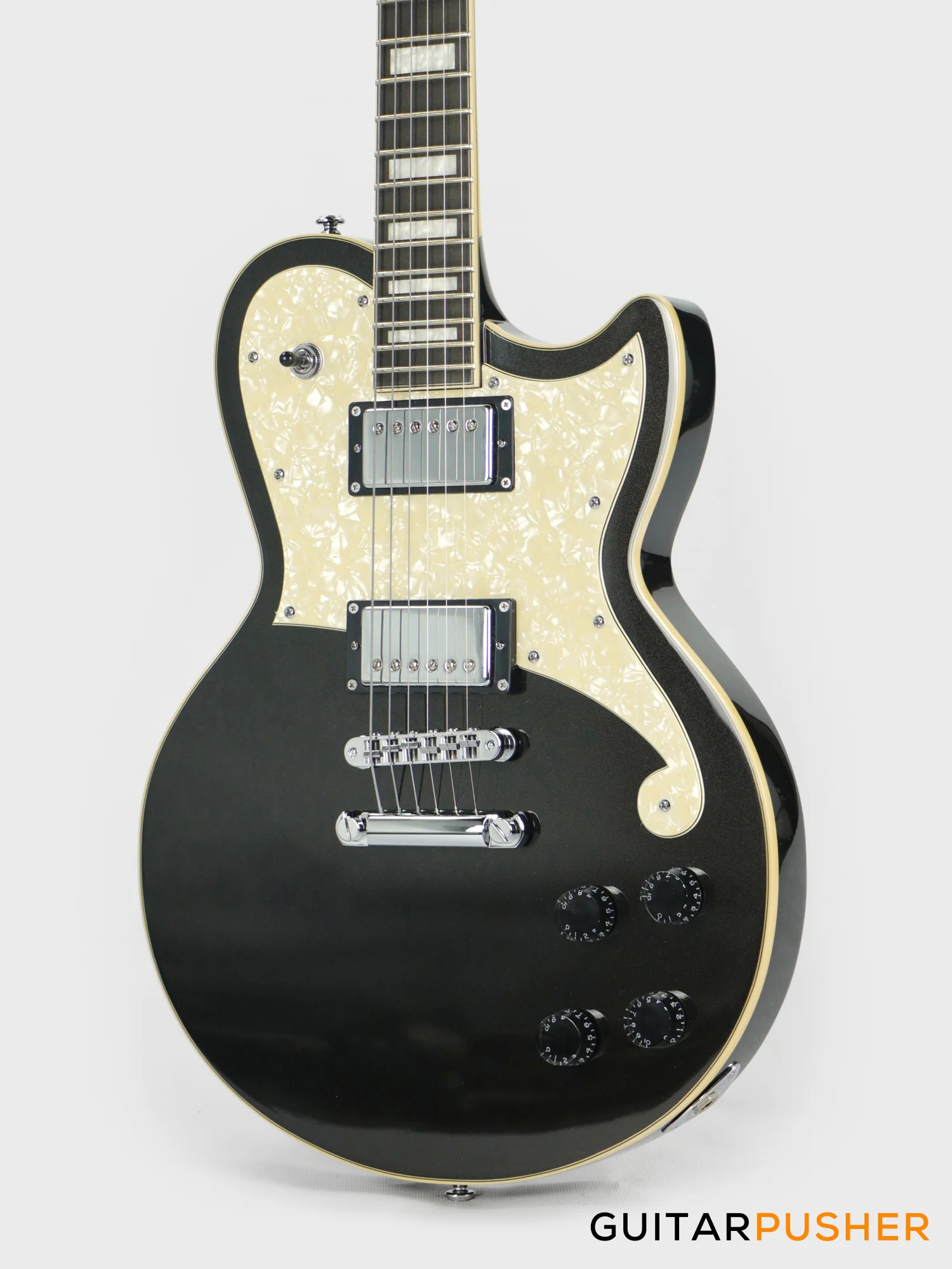 D'Angelico Premier Atlantic Single Cut Electric Guitar (Black Flake) - Image 8
