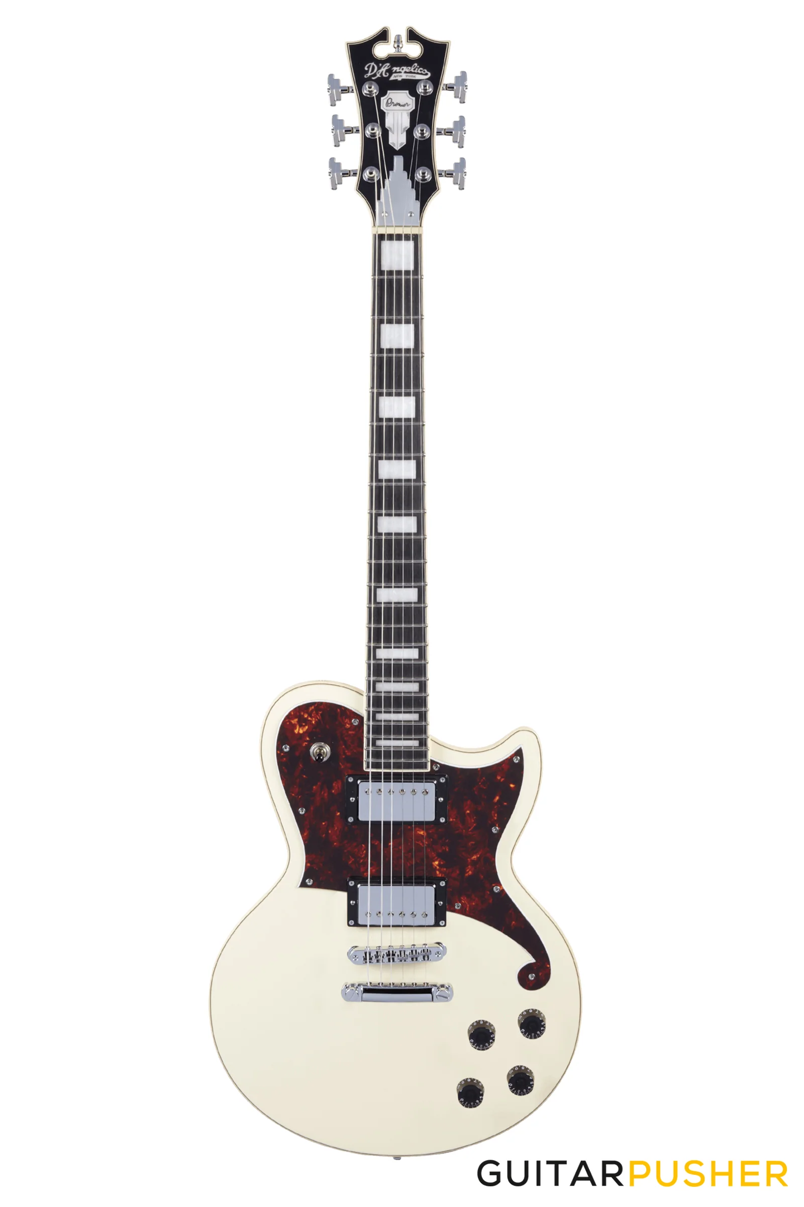D'Angelico Premier Atlantic Vintage White Electric Guitar - Image 3