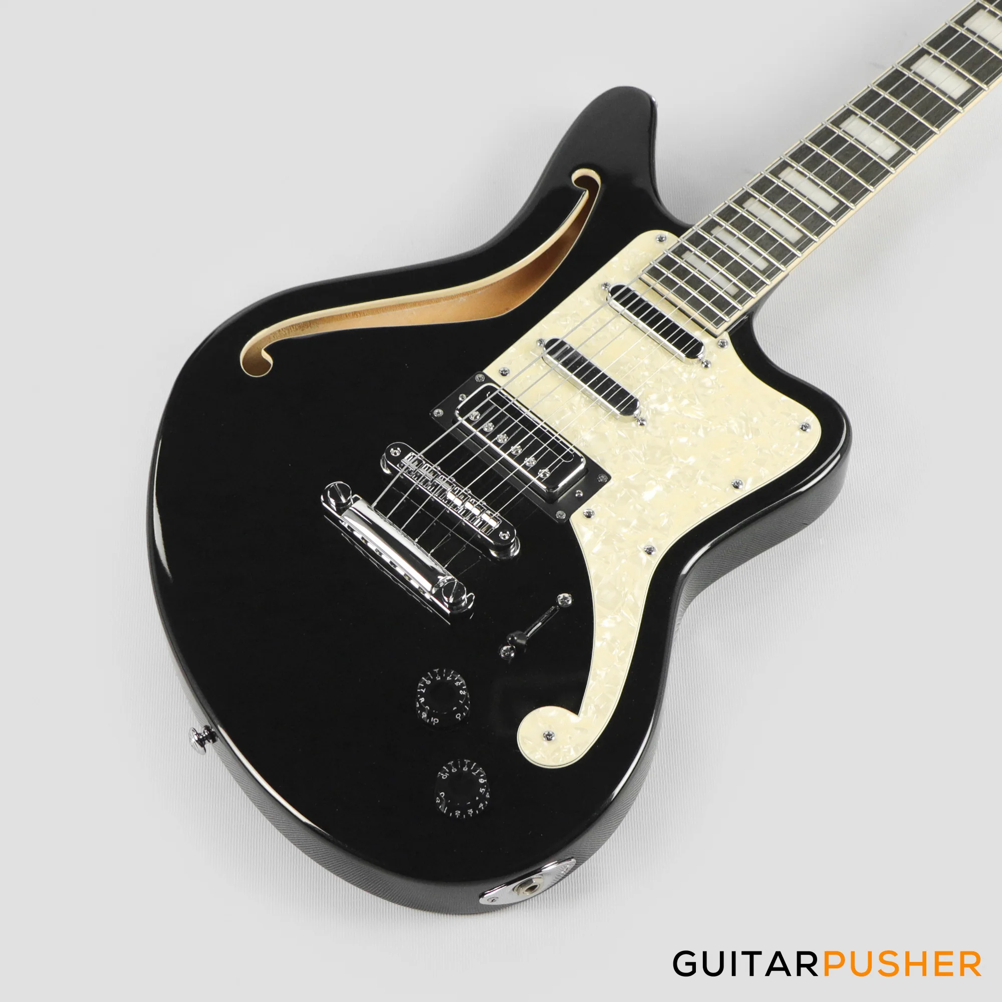D'Angelico Premier Bedford SH Offset Electric Guitar (Black Flake) - Image 11