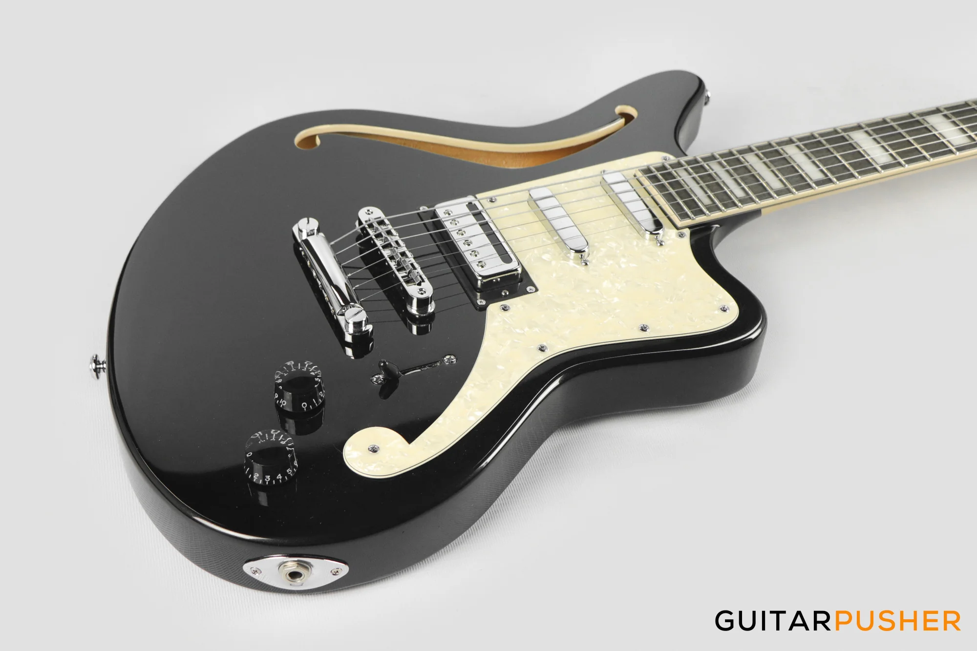 D'Angelico Premier Bedford SH Offset Electric Guitar (Black Flake) - Image 12