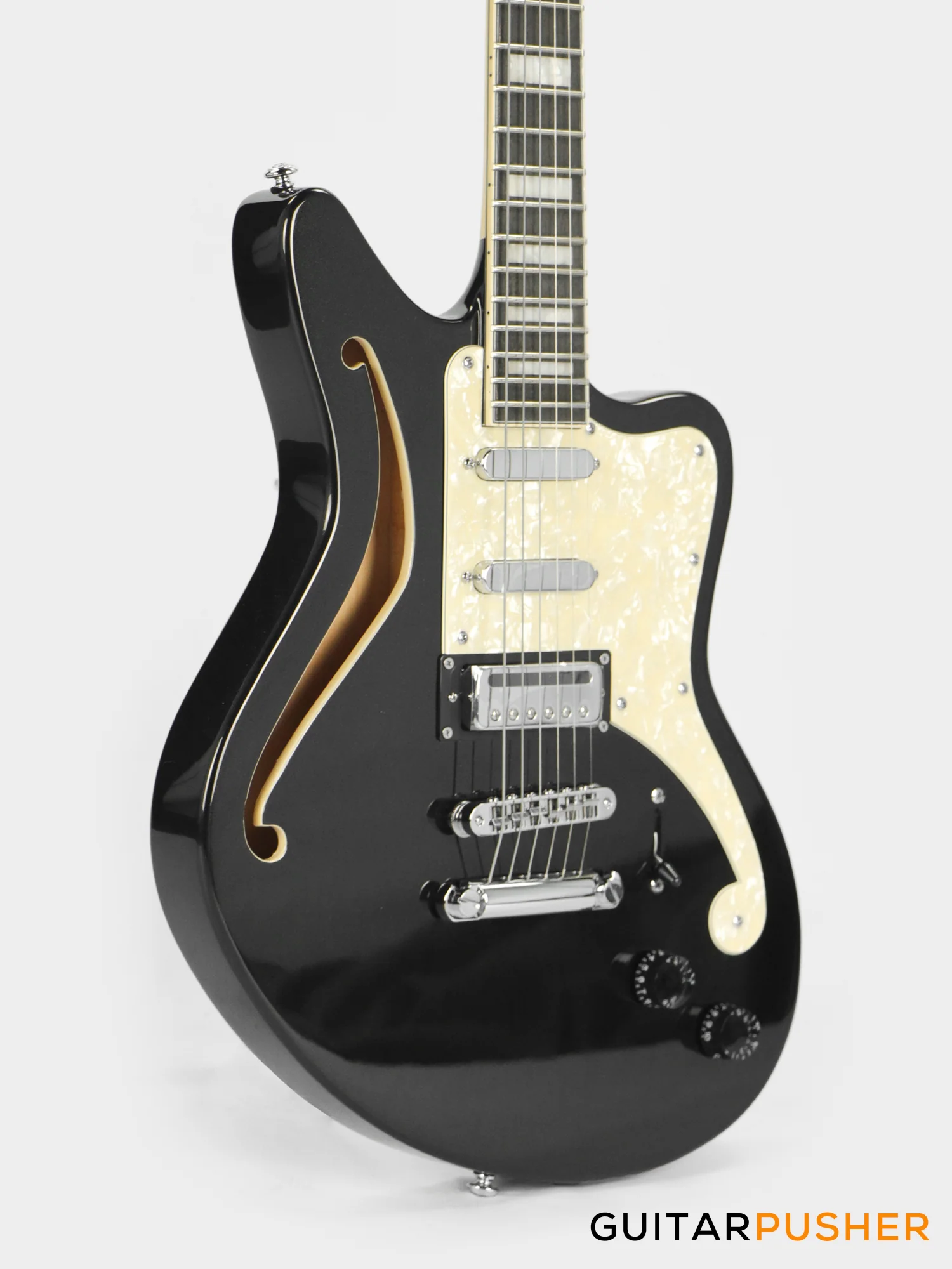 D'Angelico Premier Bedford SH Offset Electric Guitar (Black Flake) - Image 5