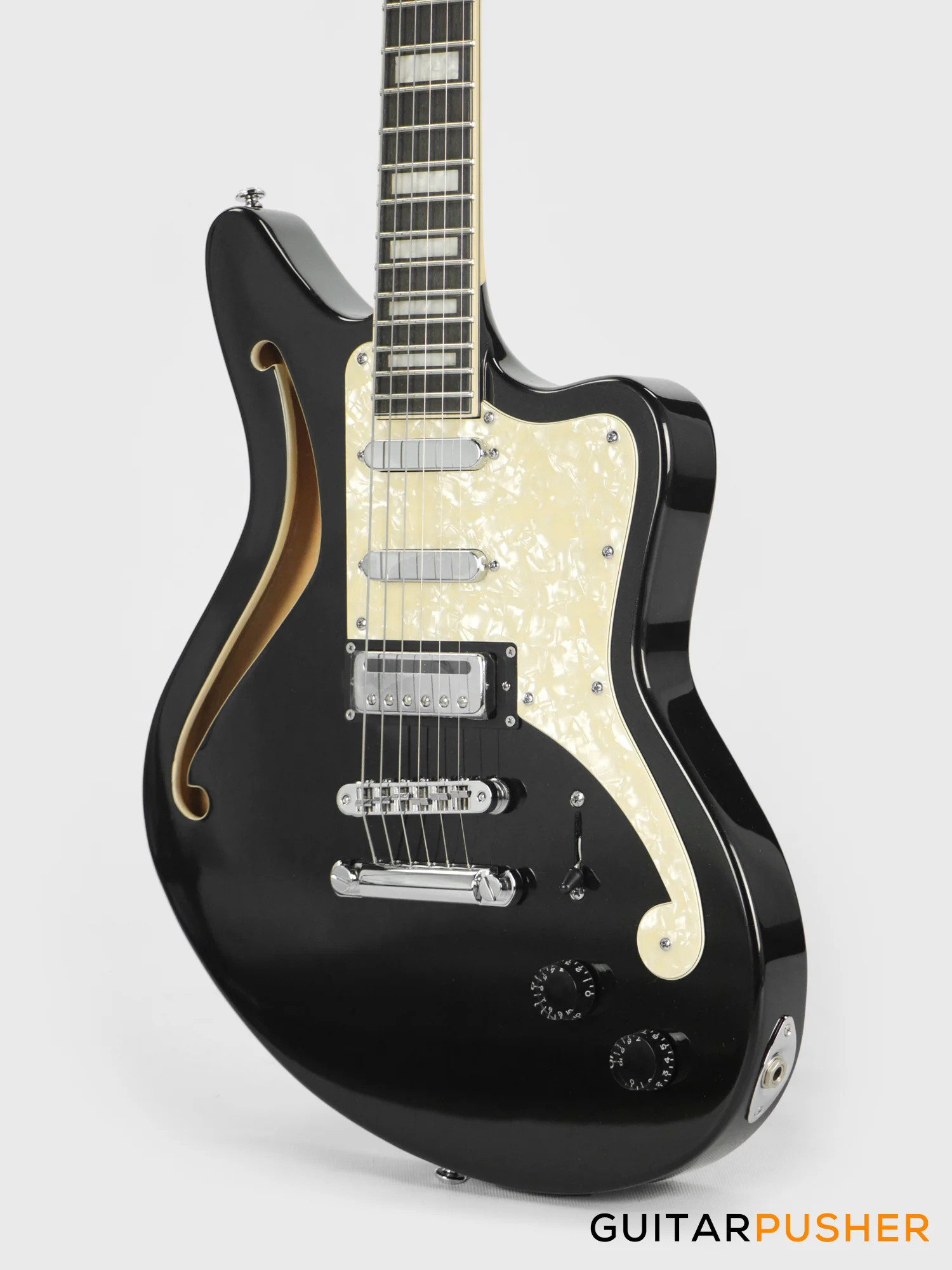 D'Angelico Premier Bedford SH Offset Electric Guitar (Black Flake) - Image 9