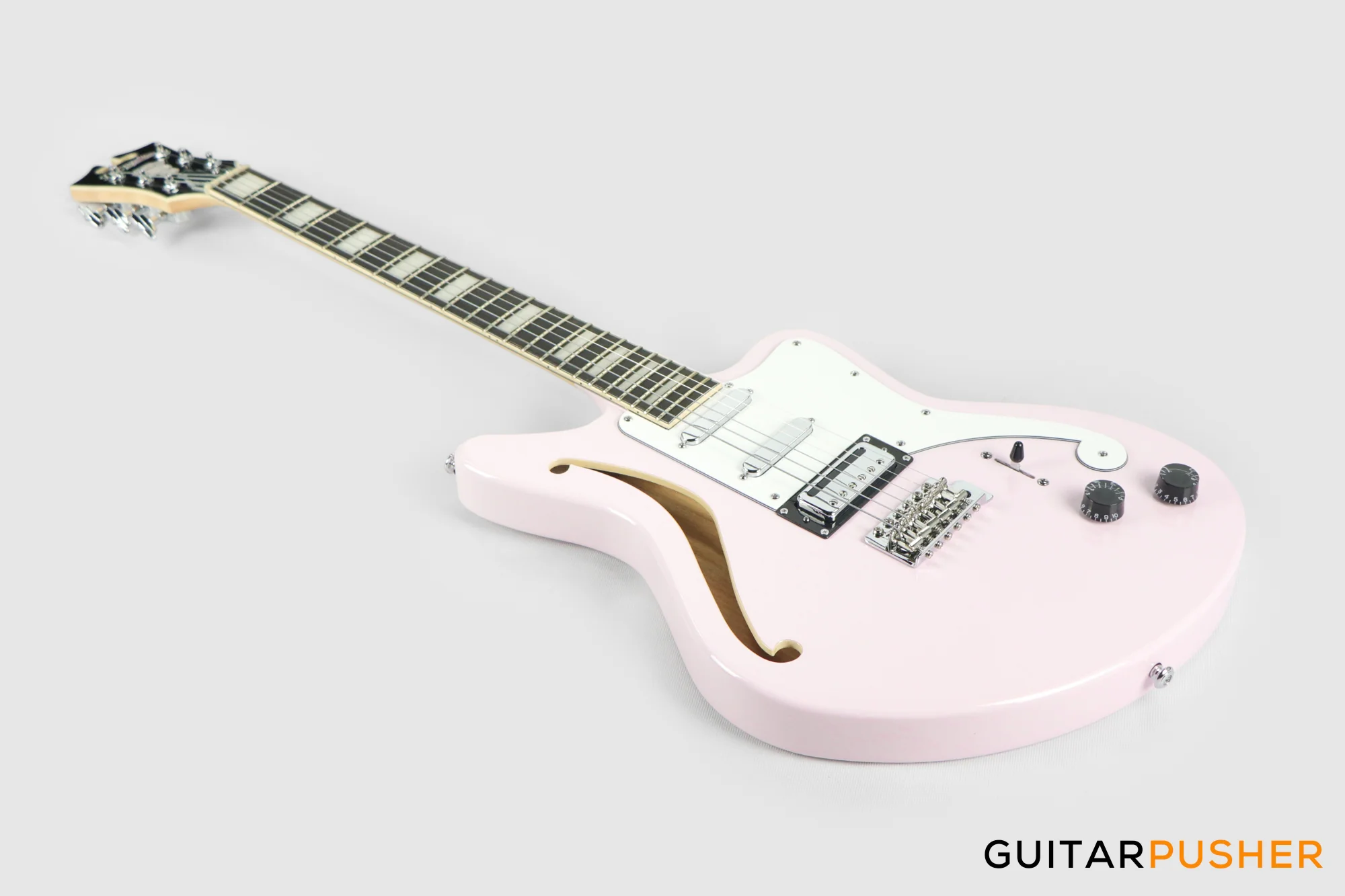 D'Angelico Premier Bedford SH Offset Electric Guitar w/ 6-Point Tremolo Bridge (Shell Pink) - Image 10
