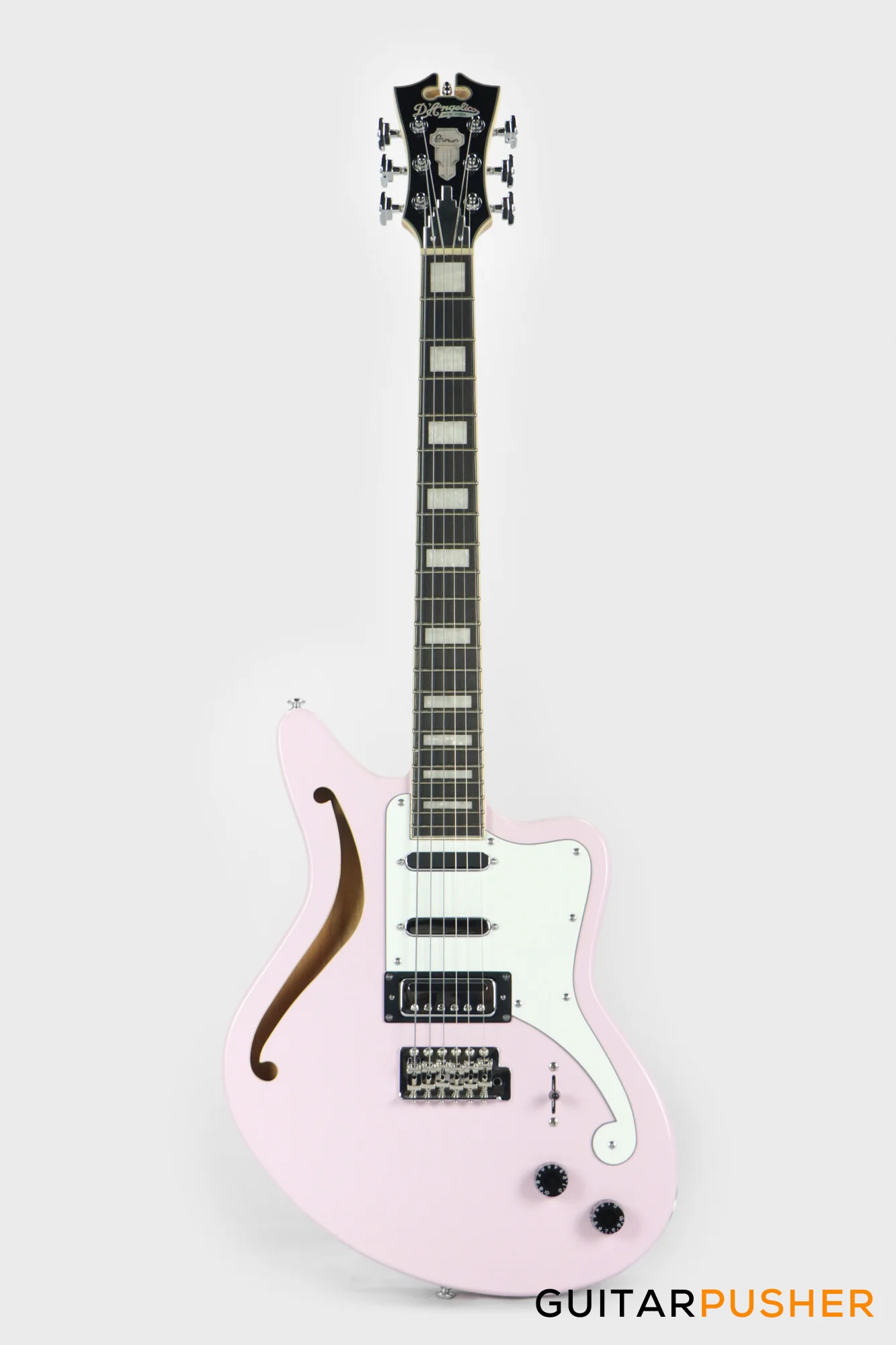 D'Angelico Premier Bedford SH Offset Electric Guitar w/ 6-Point Tremolo Bridge (Shell Pink) - Image 2