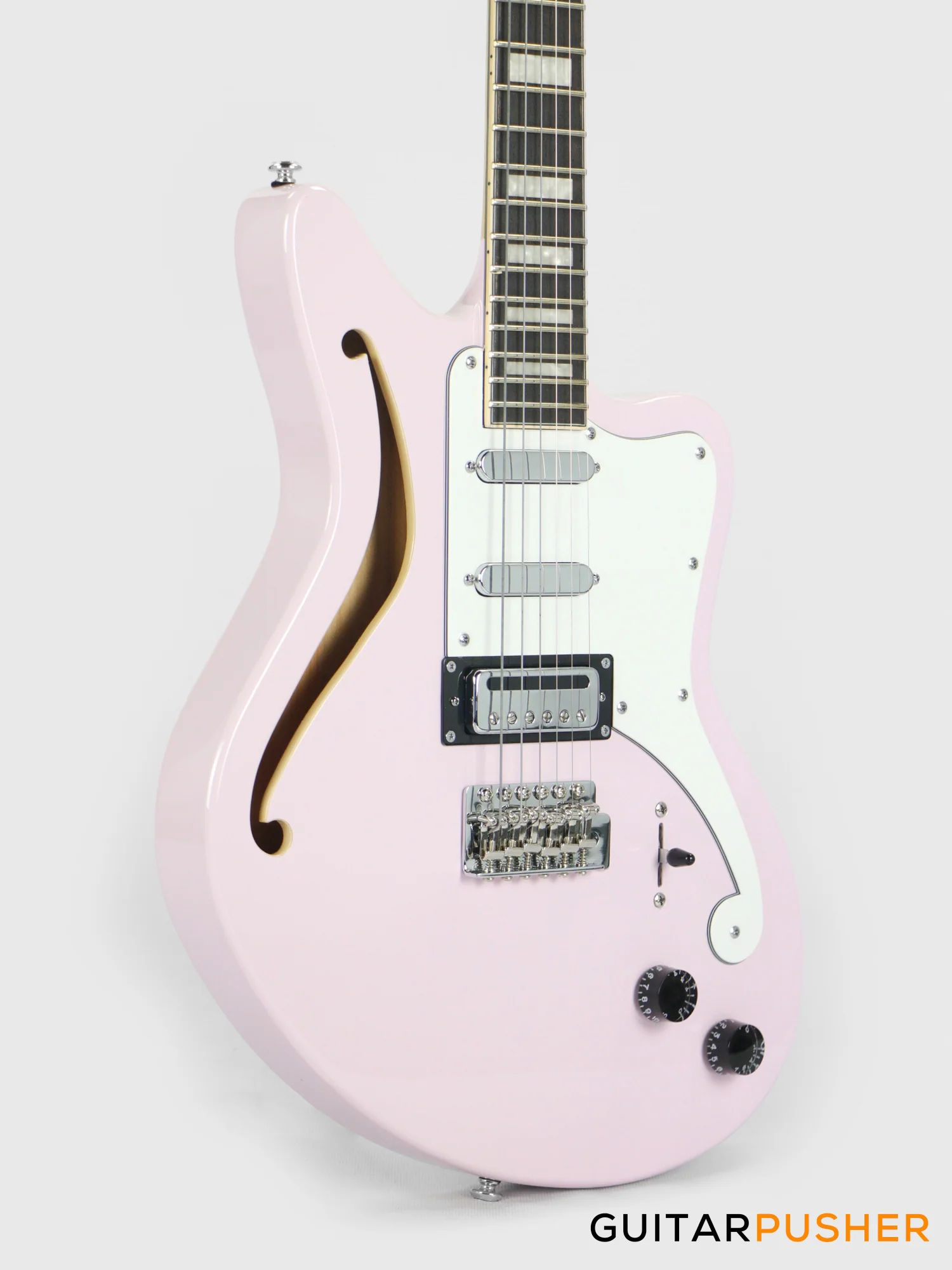 D'Angelico Premier Bedford SH Offset Electric Guitar w/ 6-Point Tremolo Bridge (Shell Pink) - Image 5