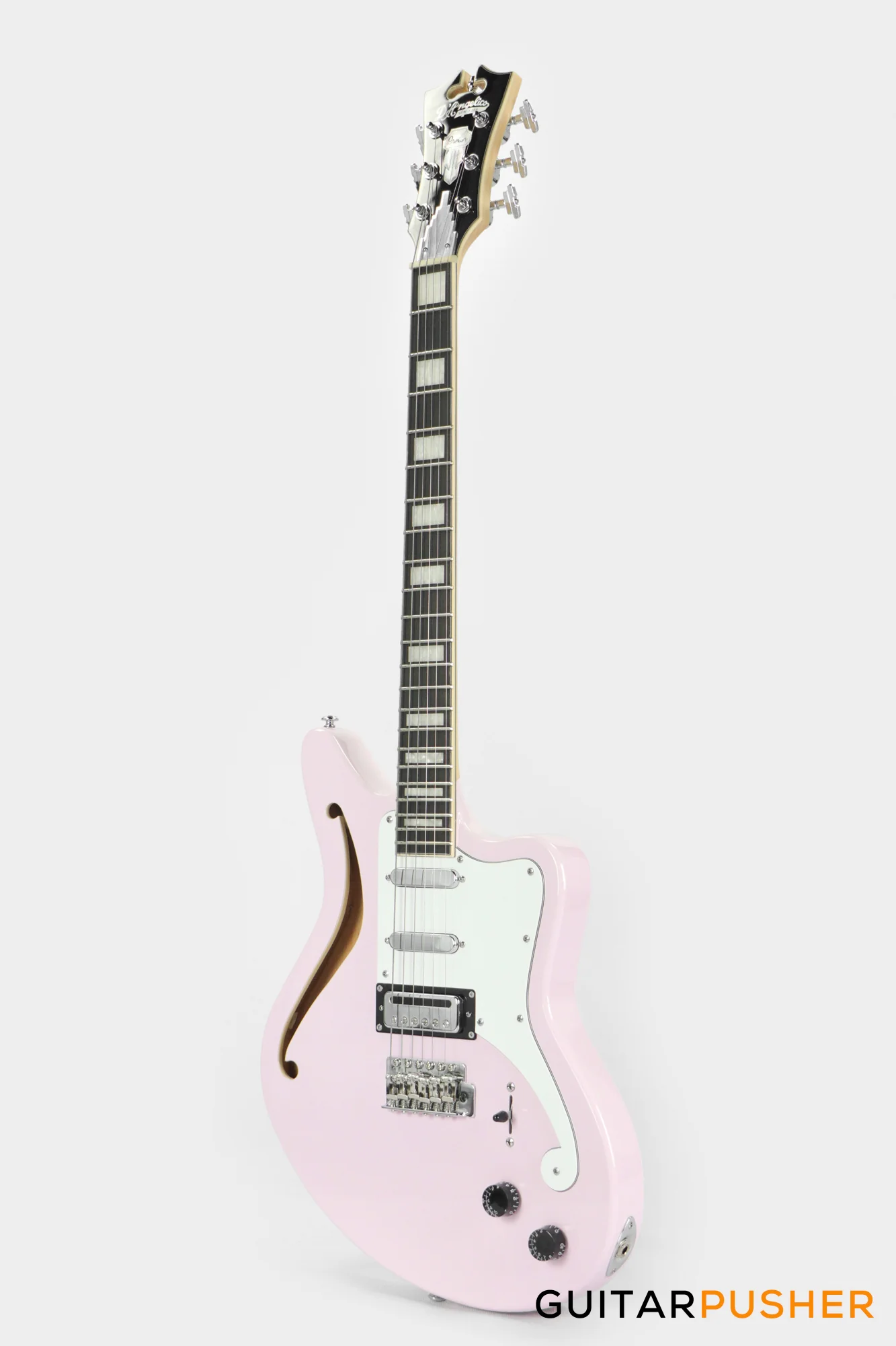 D'Angelico Premier Bedford SH Offset Electric Guitar w/ 6-Point Tremolo Bridge (Shell Pink) - Image 8