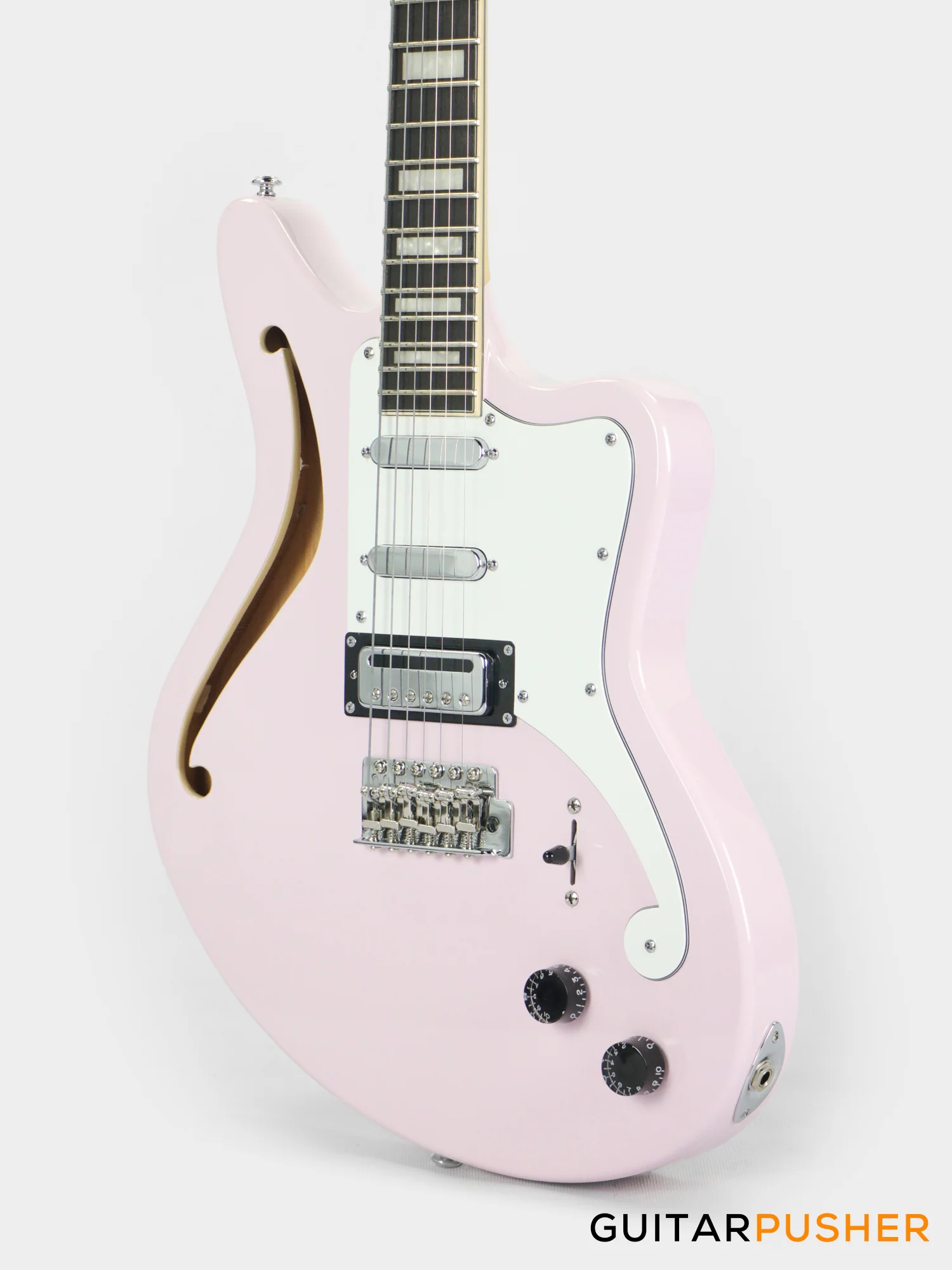D'Angelico Premier Bedford SH Offset Electric Guitar w/ 6-Point Tremolo Bridge (Shell Pink) - Image 9