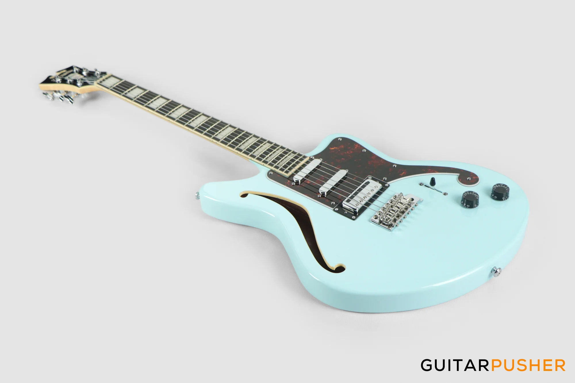 D'Angelico Premier Bedford SH Offset Electric Guitar w/ 6-Point Tremolo Bridge (Sky Blue) - Image 10