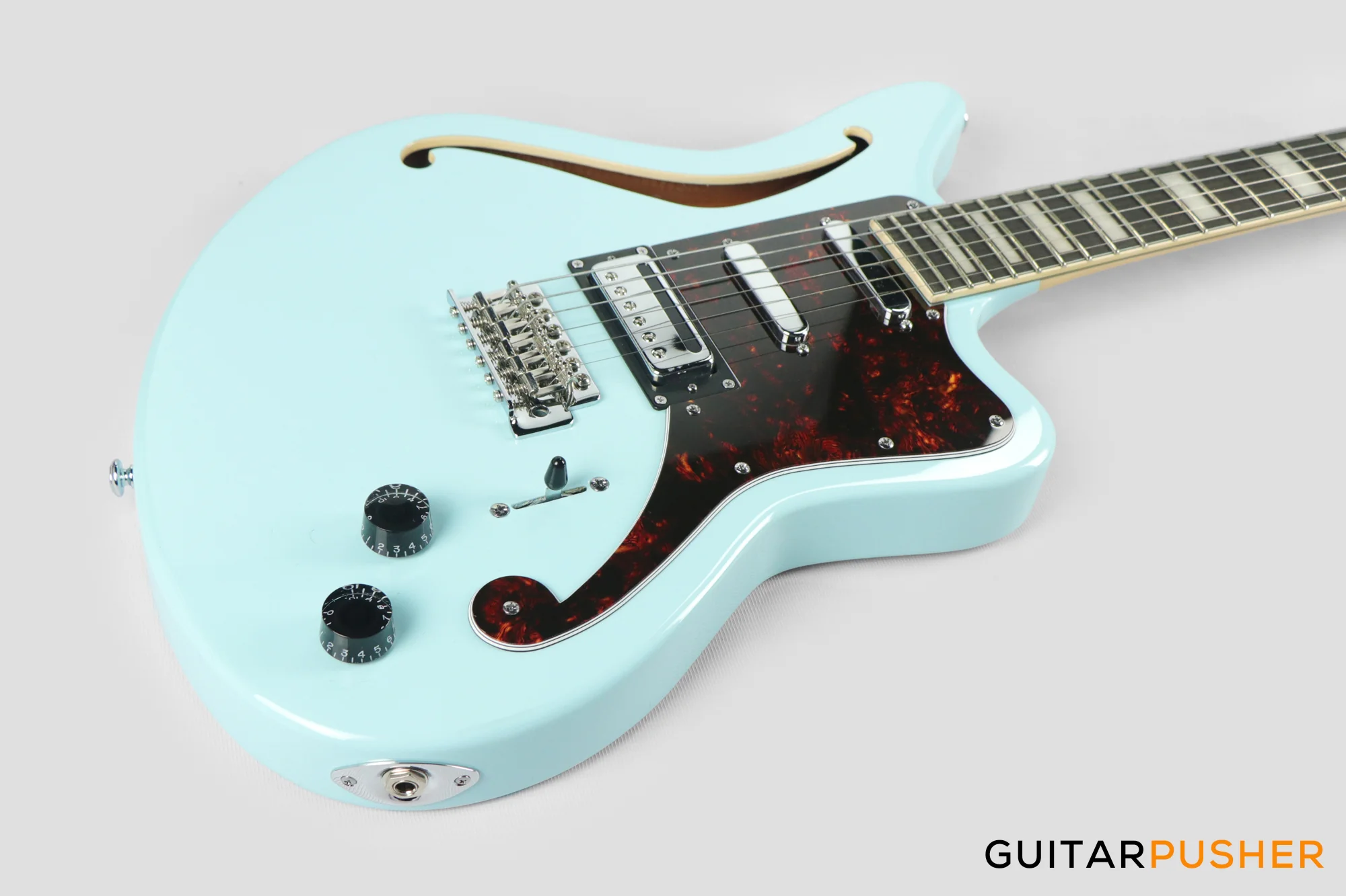 D'Angelico Premier Bedford SH Offset Electric Guitar w/ 6-Point Tremolo Bridge (Sky Blue) - Image 12