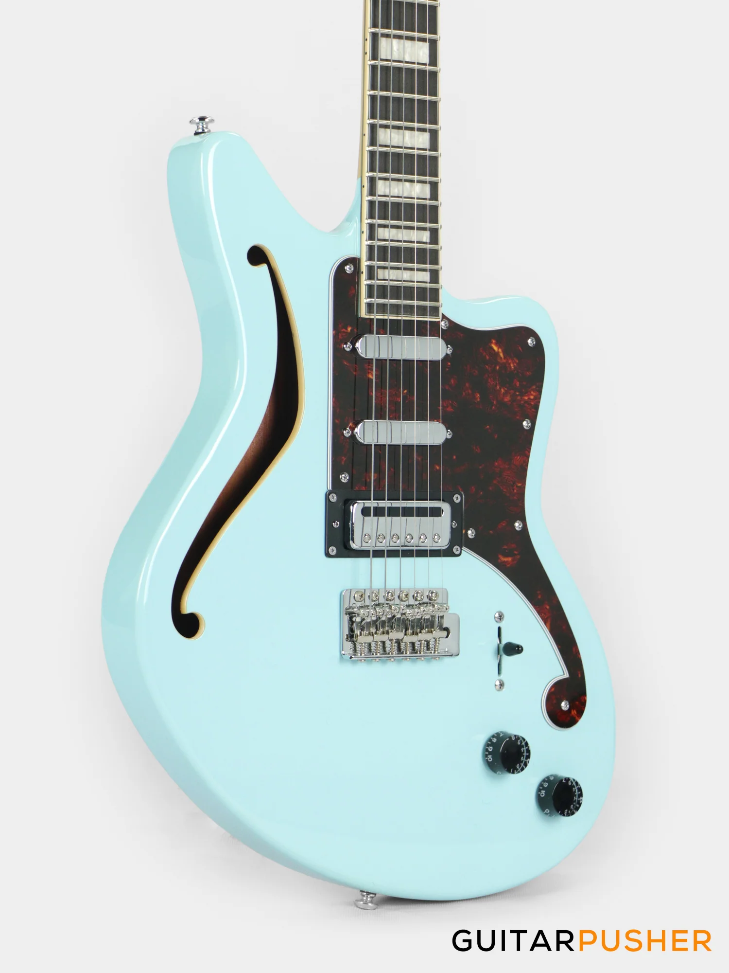 D'Angelico Premier Bedford SH Offset Electric Guitar w/ 6-Point Tremolo Bridge (Sky Blue) - Image 5