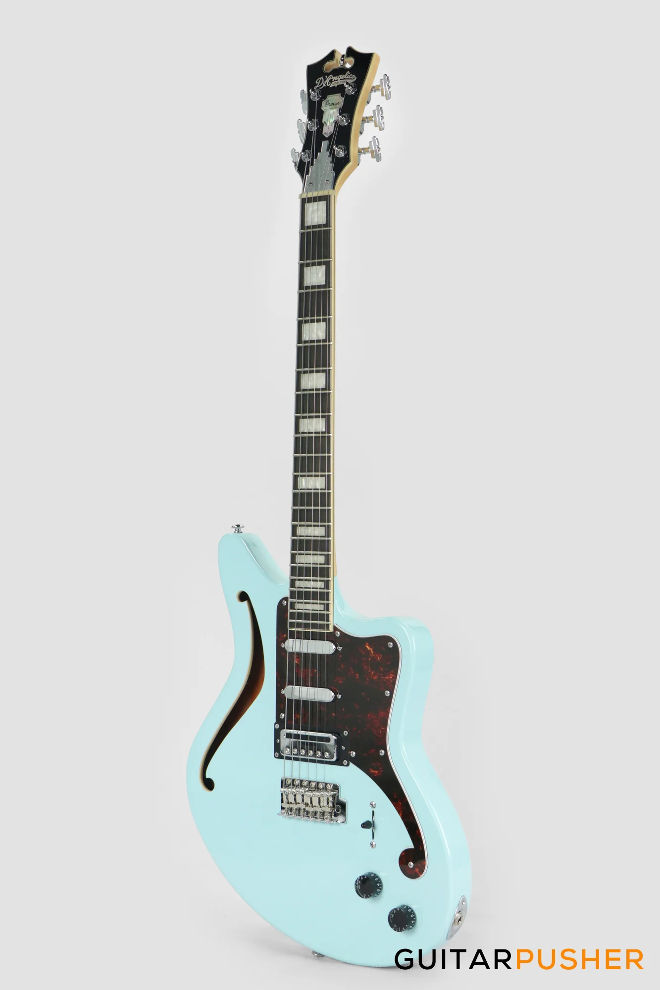 D'Angelico Premier Bedford SH Offset Electric Guitar w/ 6-Point Tremolo Bridge (Sky Blue) - Image 8