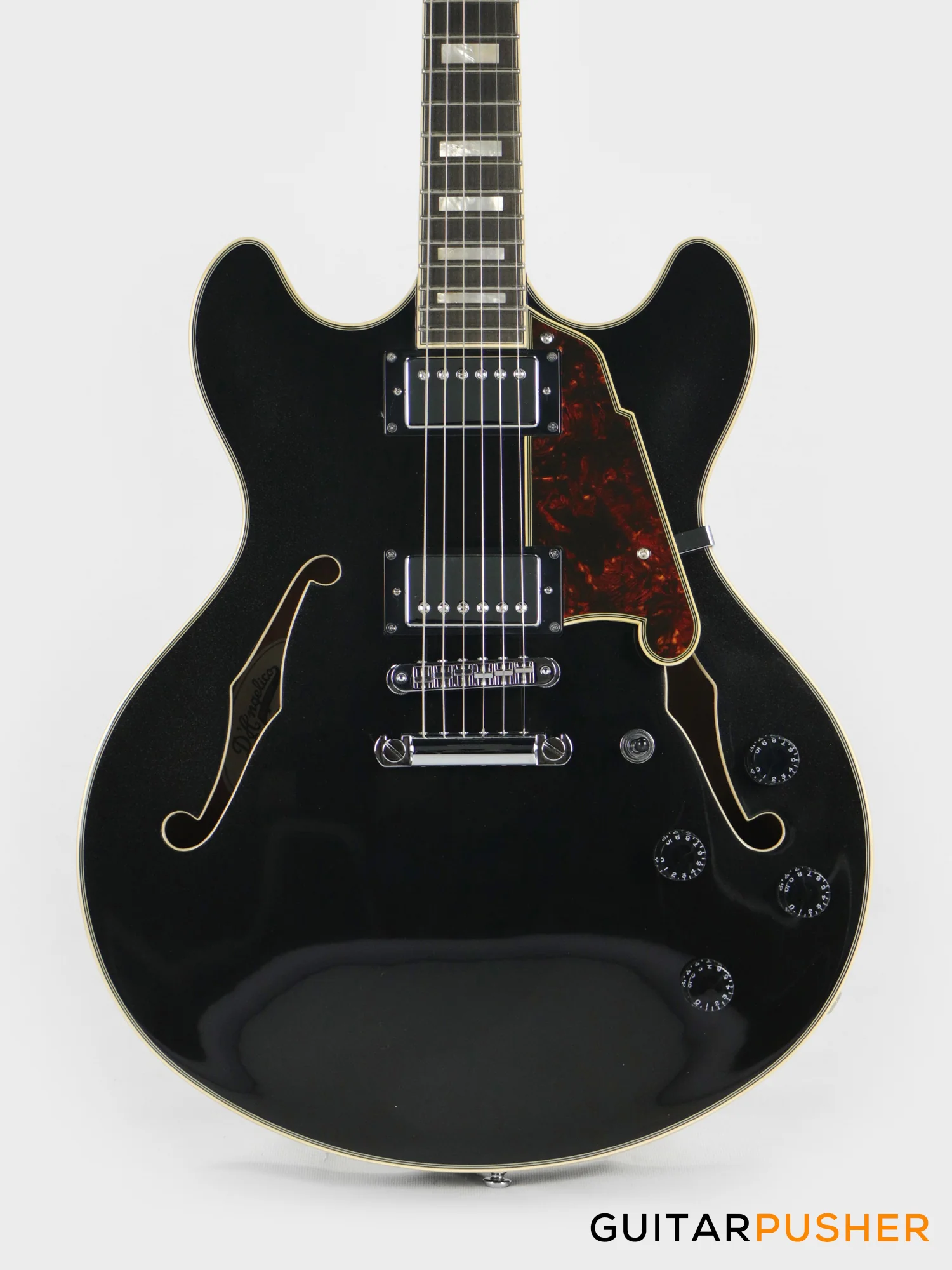 D'Angelico Premier DC Hollowbody Electric Guitar (Black Flake)