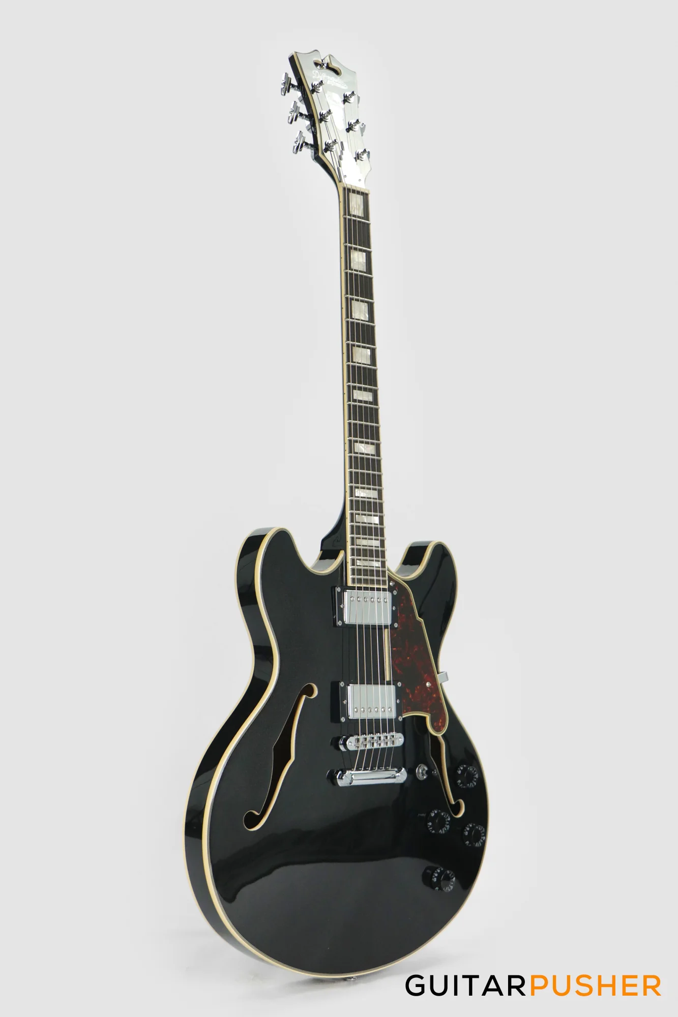 D'Angelico Premier DC Hollowbody Electric Guitar (Black Flake) - Image 4