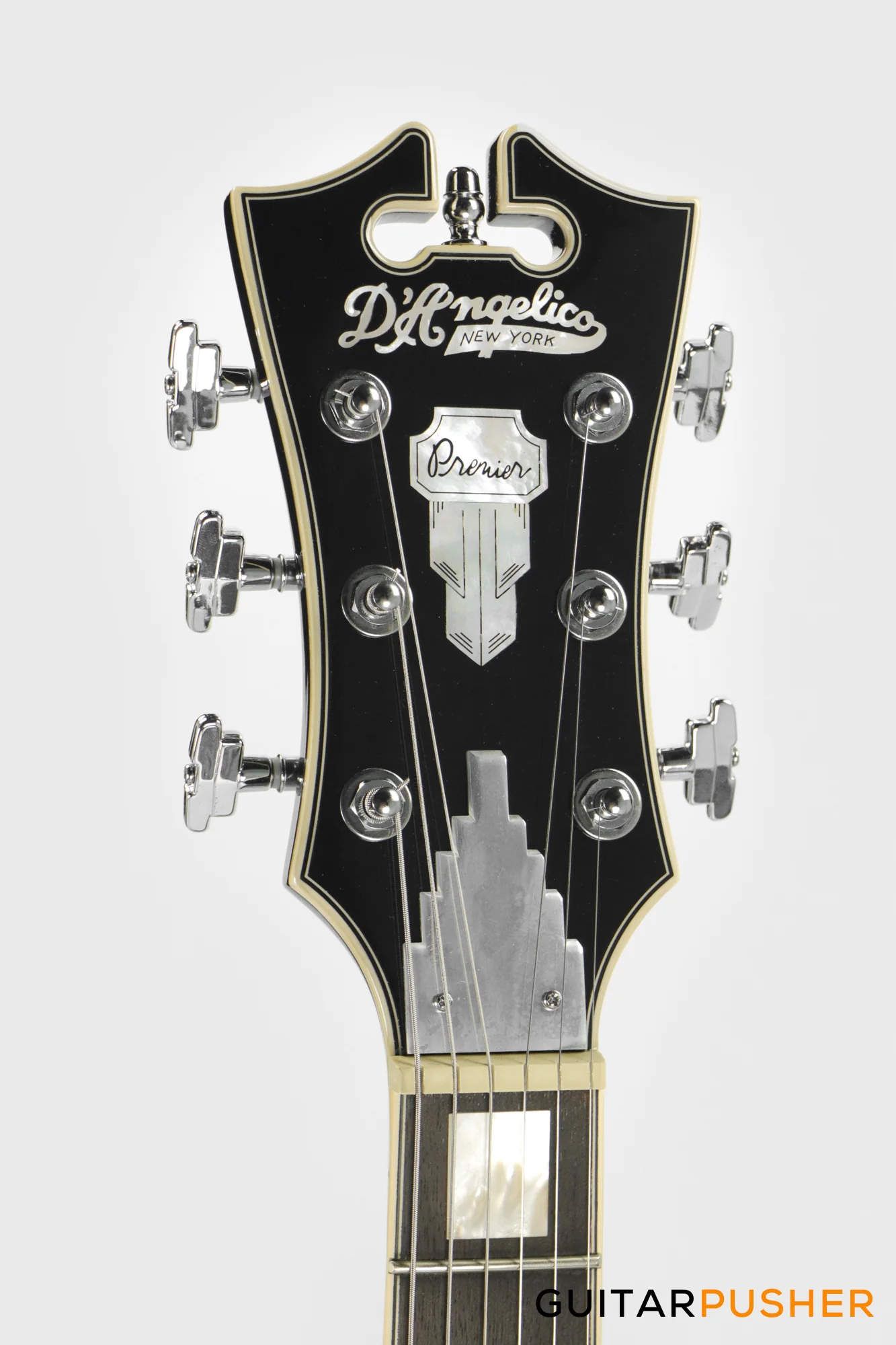 D'Angelico Premier DC Hollowbody Electric Guitar (Black Flake) - Image 6