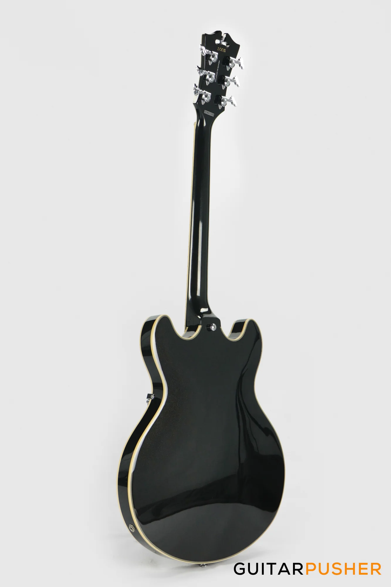 D'Angelico Premier DC Hollowbody Electric Guitar (Black Flake) - Image 7