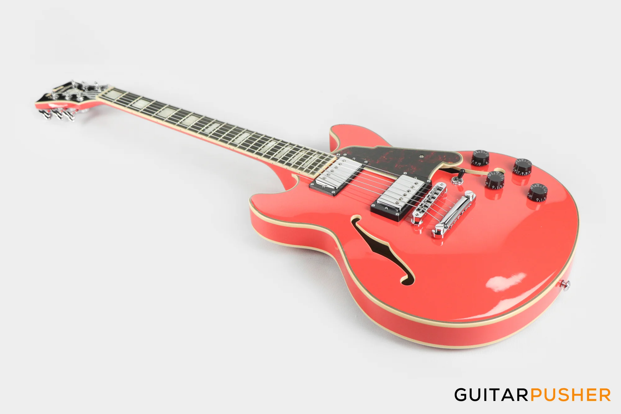D'Angelico Premier Mini DC Fiesta Red Electric Guitar - Image 10
