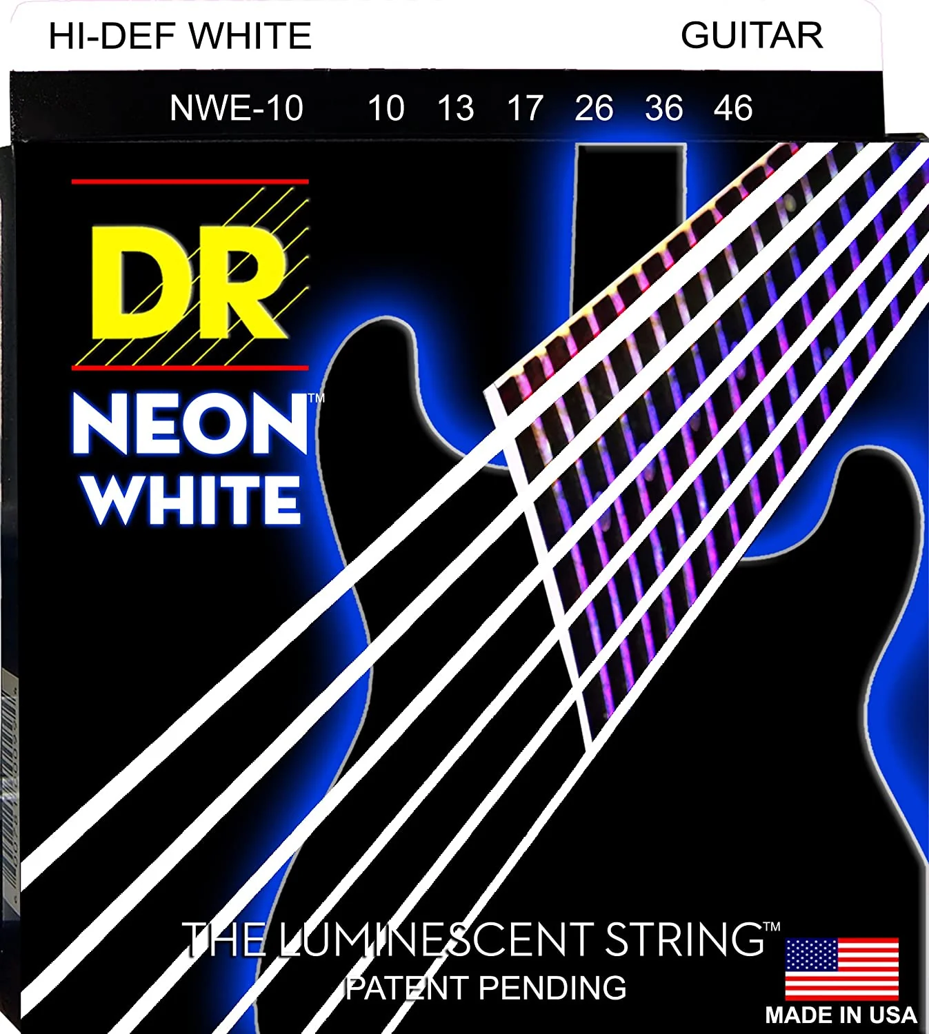 DR Hi-Def NEON White K3 Coated Electric Guitar Strings