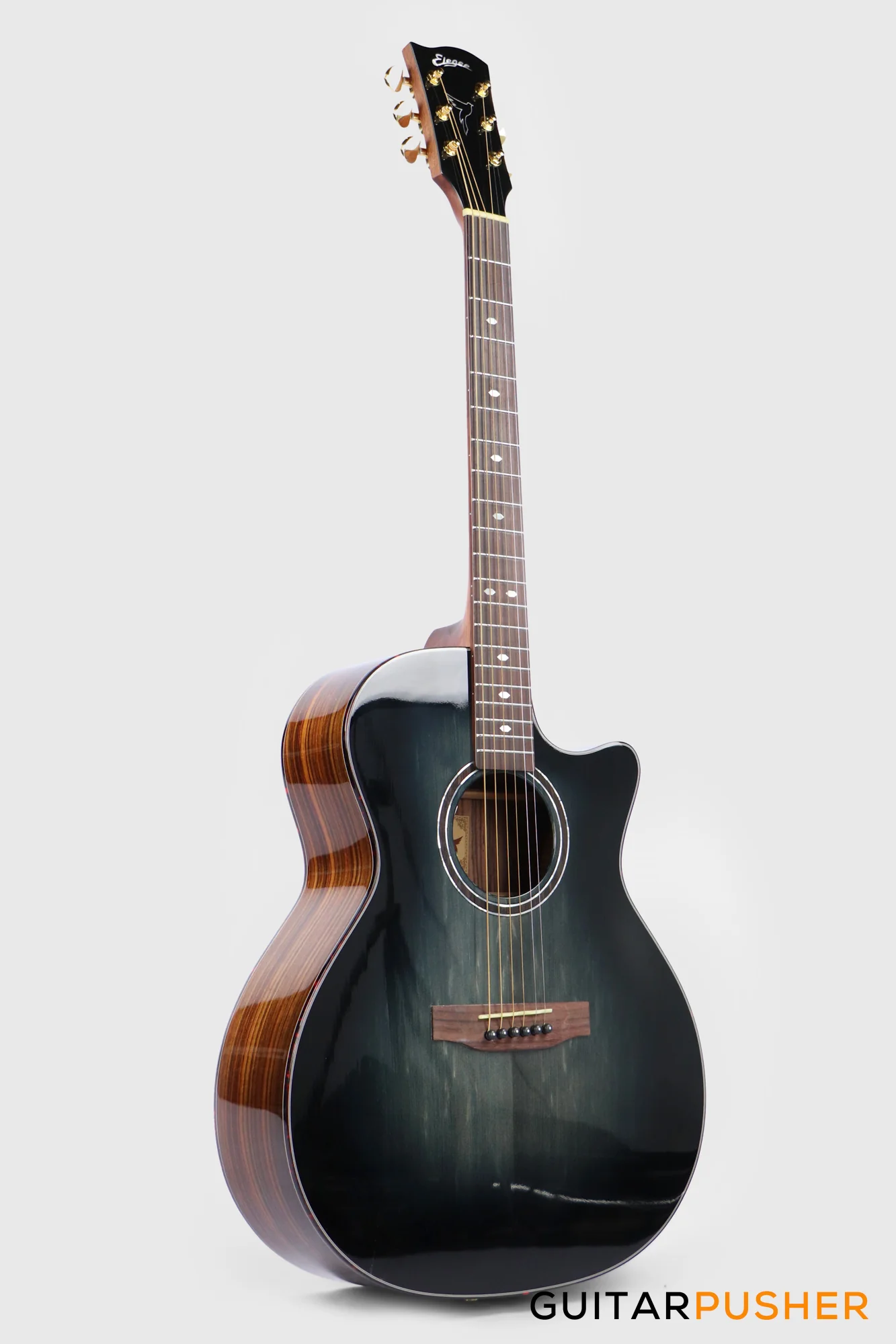 Elegee Adarna Solid Sitka Spruce Top Grand Auditorium Acoustic-Electric Guitar with Dual Pickup System - Blackburst - Image 11