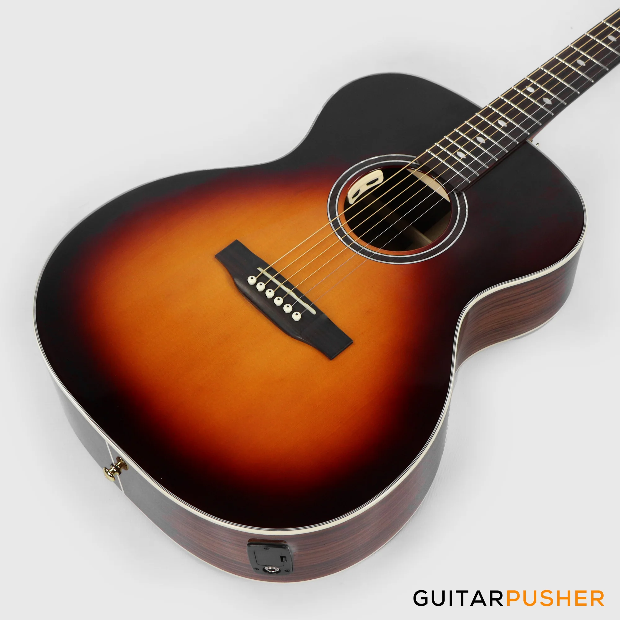 Elegee Katala Solid Sitka Spruce Top OM Acoustic-Electric Guitar with Dual Pickup System - Honeyburst - Image 8