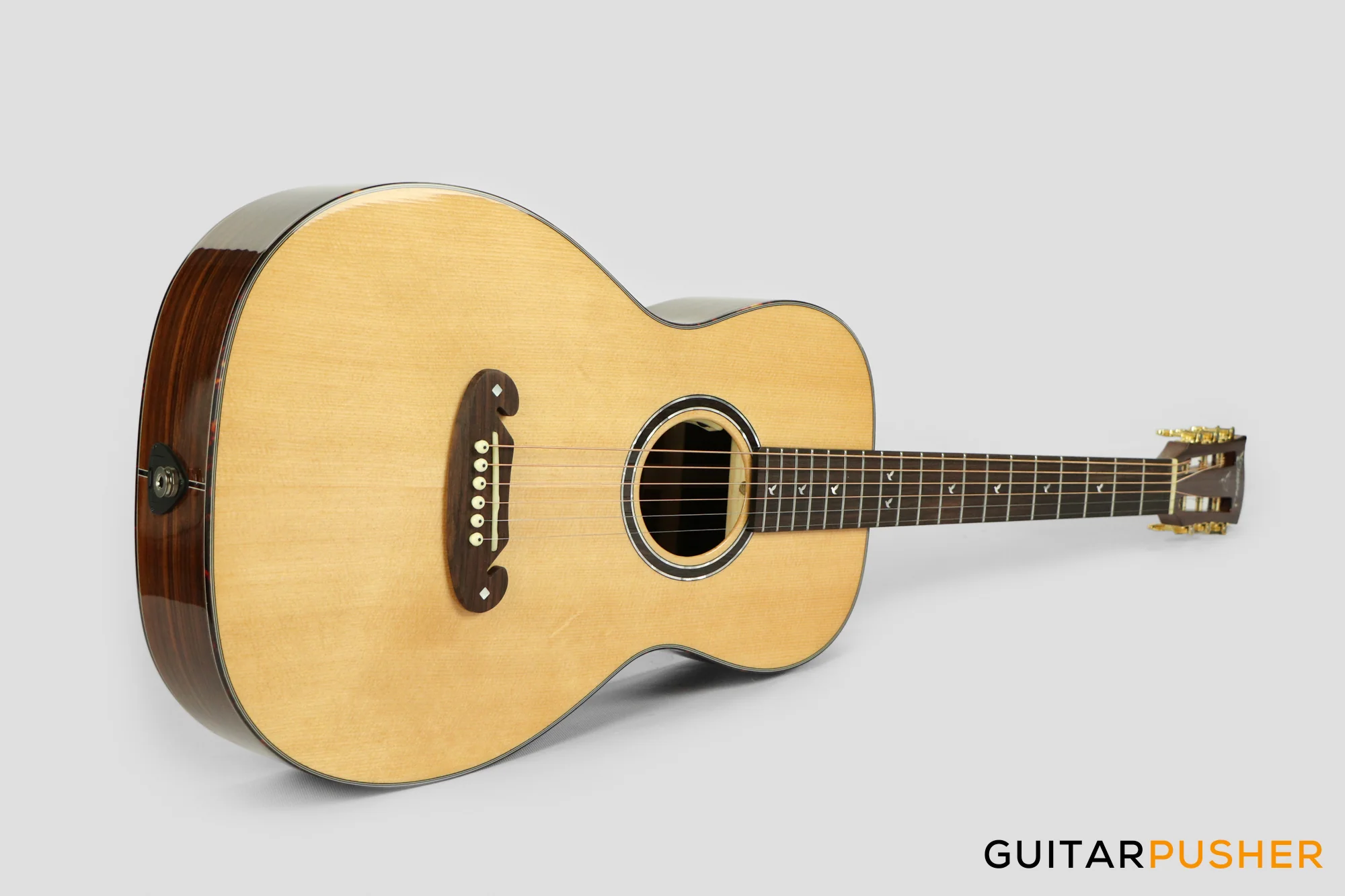 Elegee Lawin Solid Sitka Spruce Top  00 Parlor Acoustic-Electric Guitar with Dual Pickup System - Image 12
