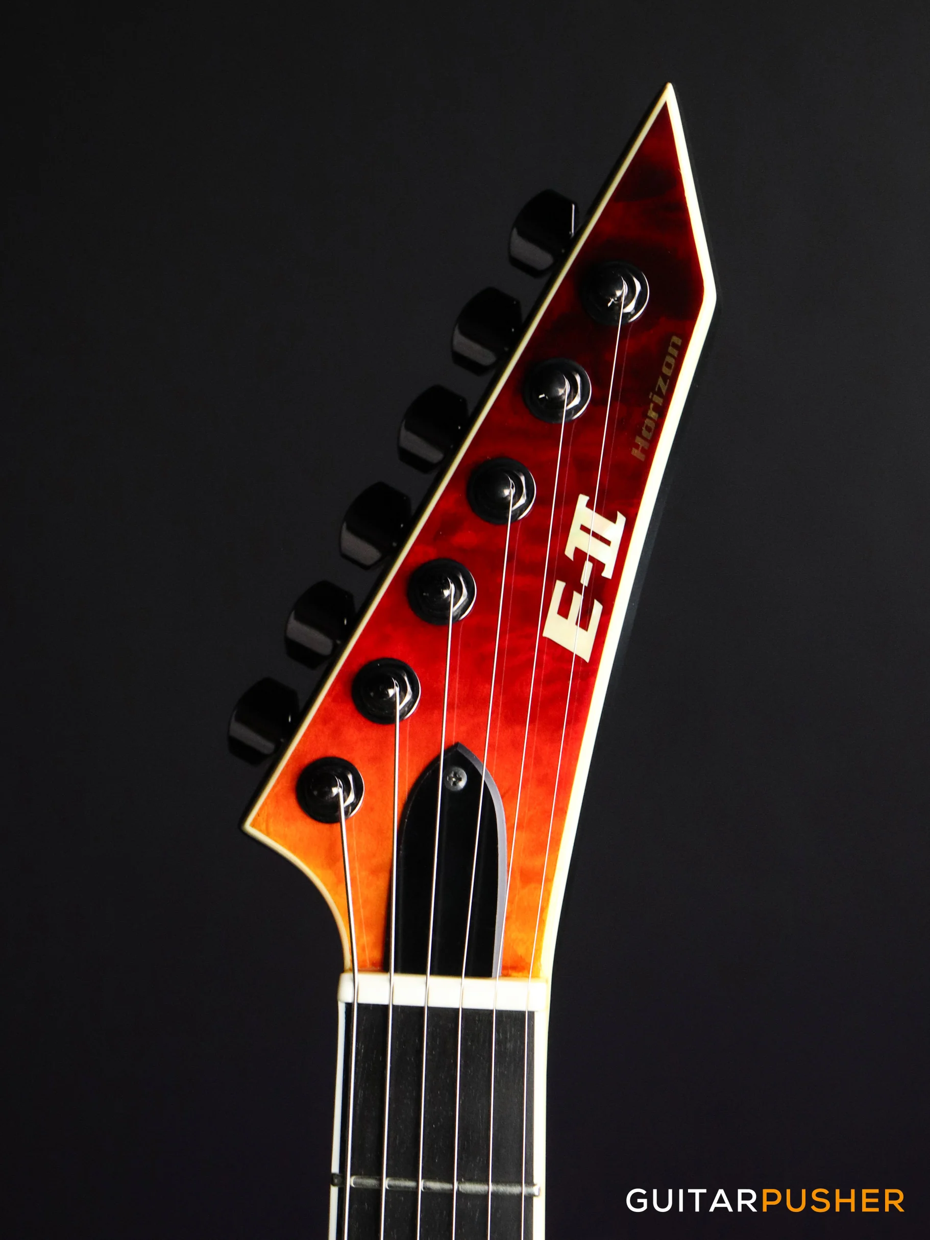 ESP E-II Horizon NT-II Modern Electric Guitar w/ EMG 66TW/57TW Humbucker Pickups - Tiger Eye Amber Fade - Image 4