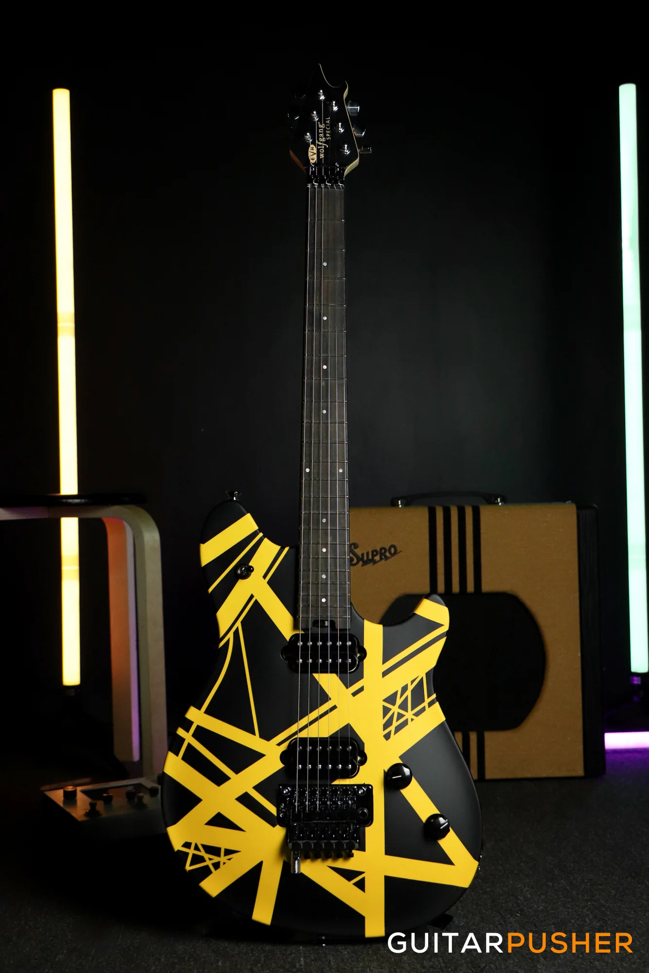 EVH Wolfgang Special Striped, Ebony Fretboard - Black w/ Yellow Stripes (5107702316) - Image 3