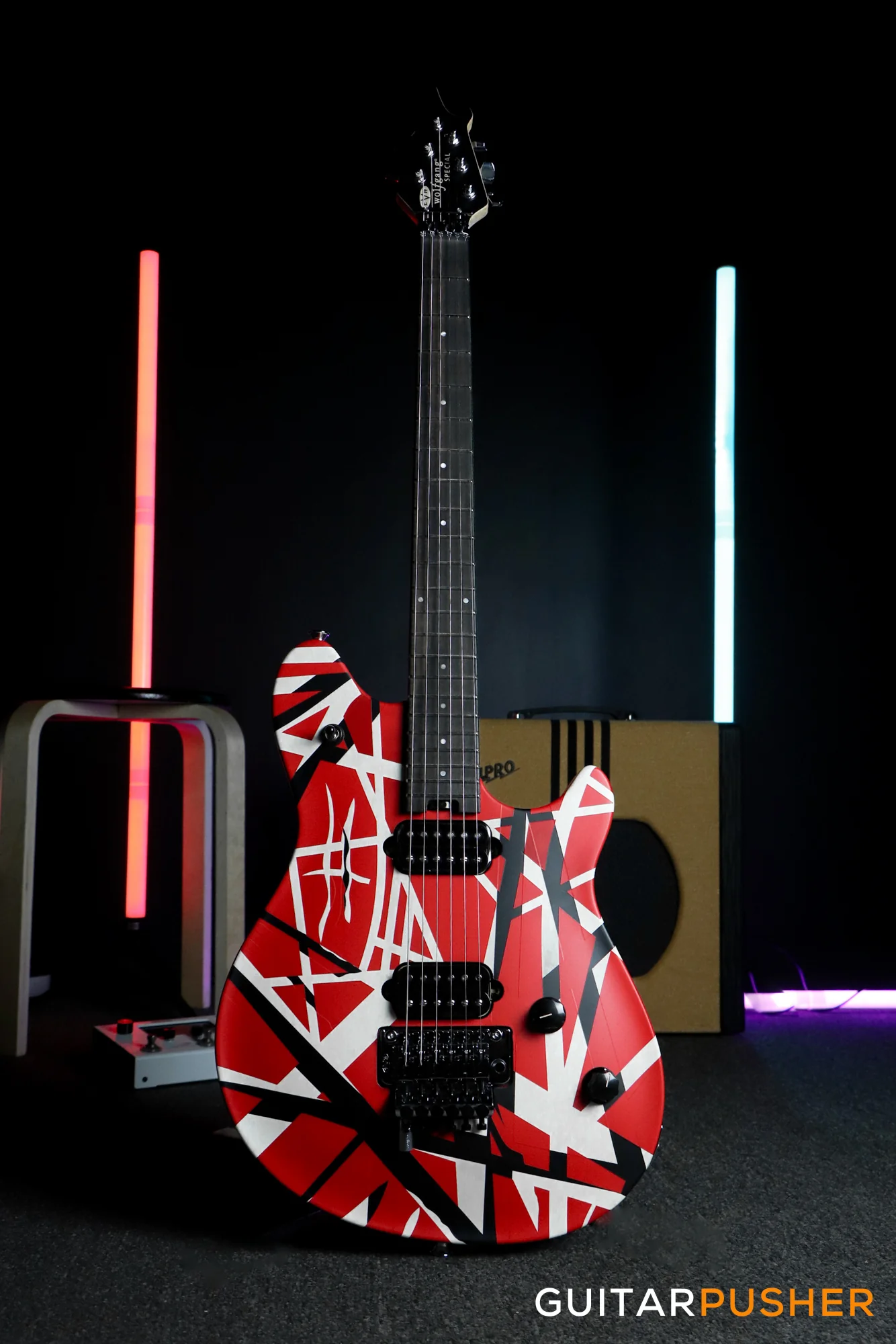 EVH Wolfgang Special Striped, Ebony Fretboard - Red w/ Black & White Stripes (5107702315) - Image 2