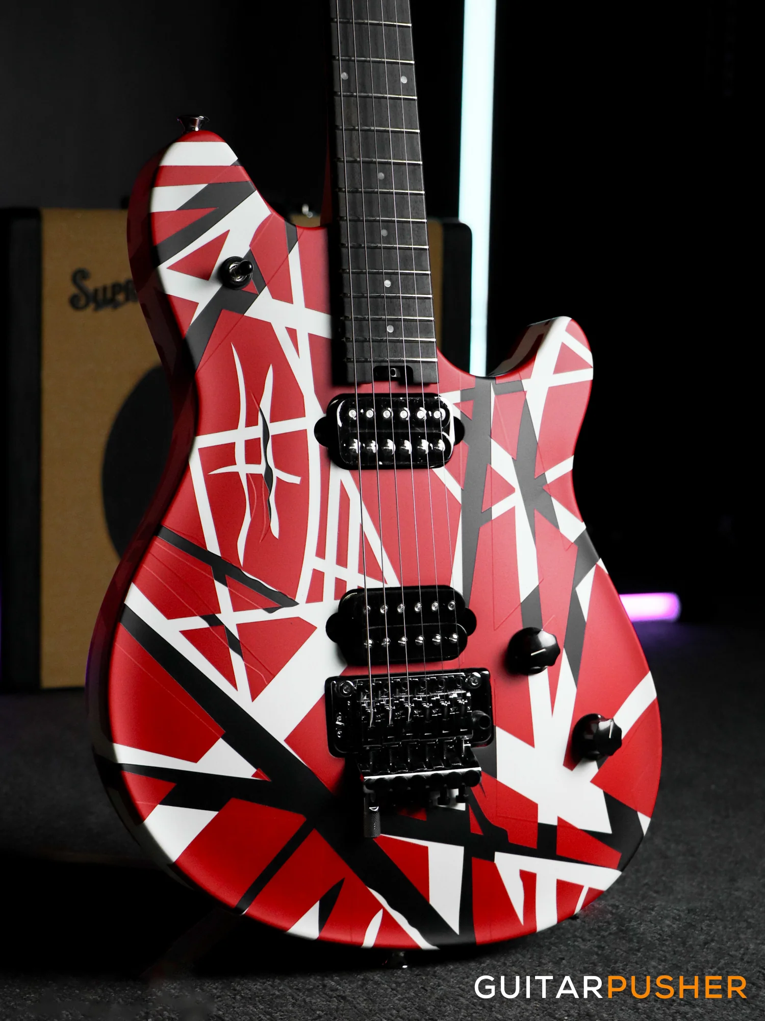 EVH Wolfgang Special Striped, Ebony Fretboard - Red w/ Black & White Stripes (5107702315) - Image 3