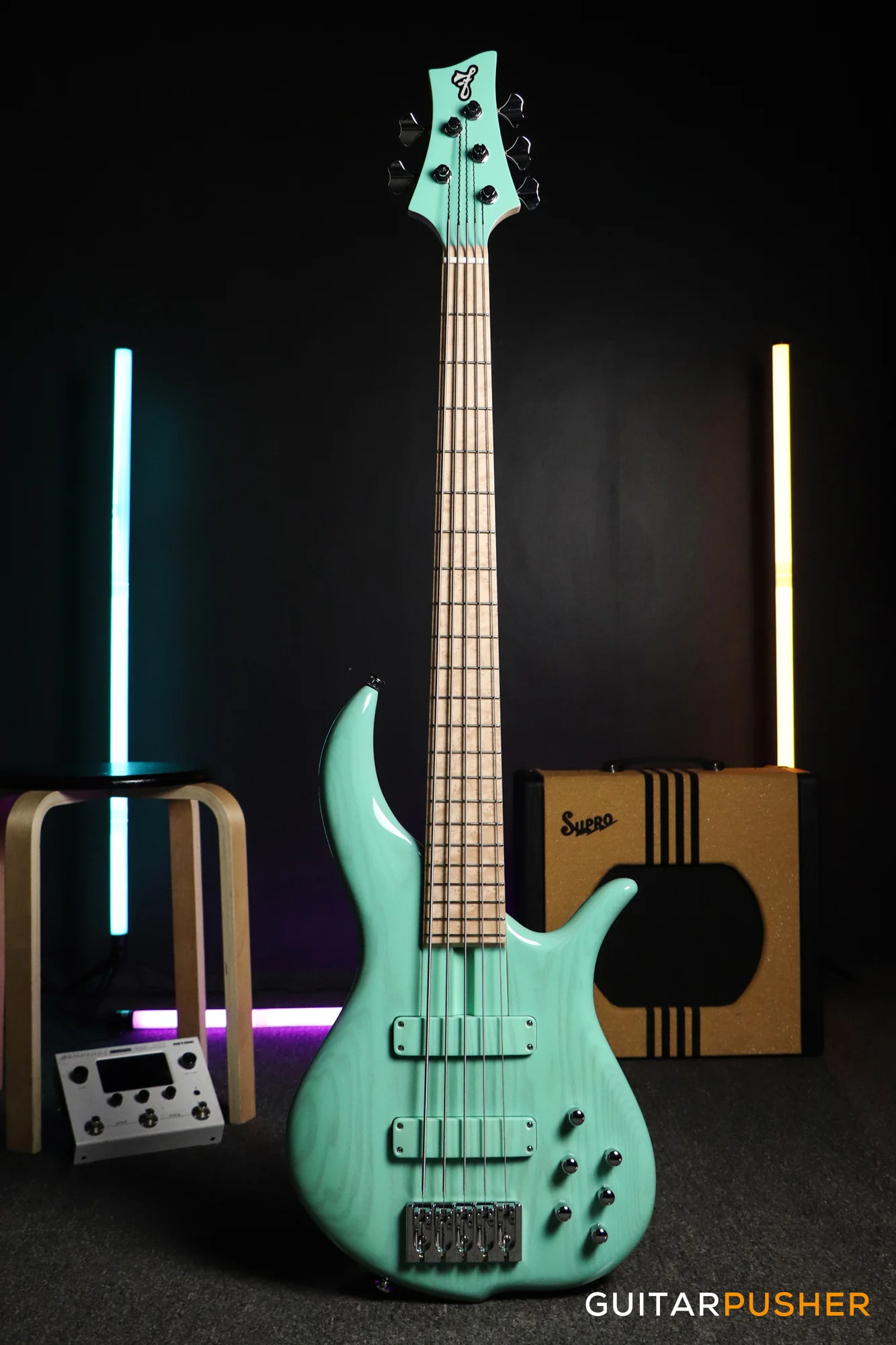 FBASS BN5 5-String Bass (Transparent Seafoam Green Gloss) - Ash Body, Birdseye Maple Fingerboard - Image 2