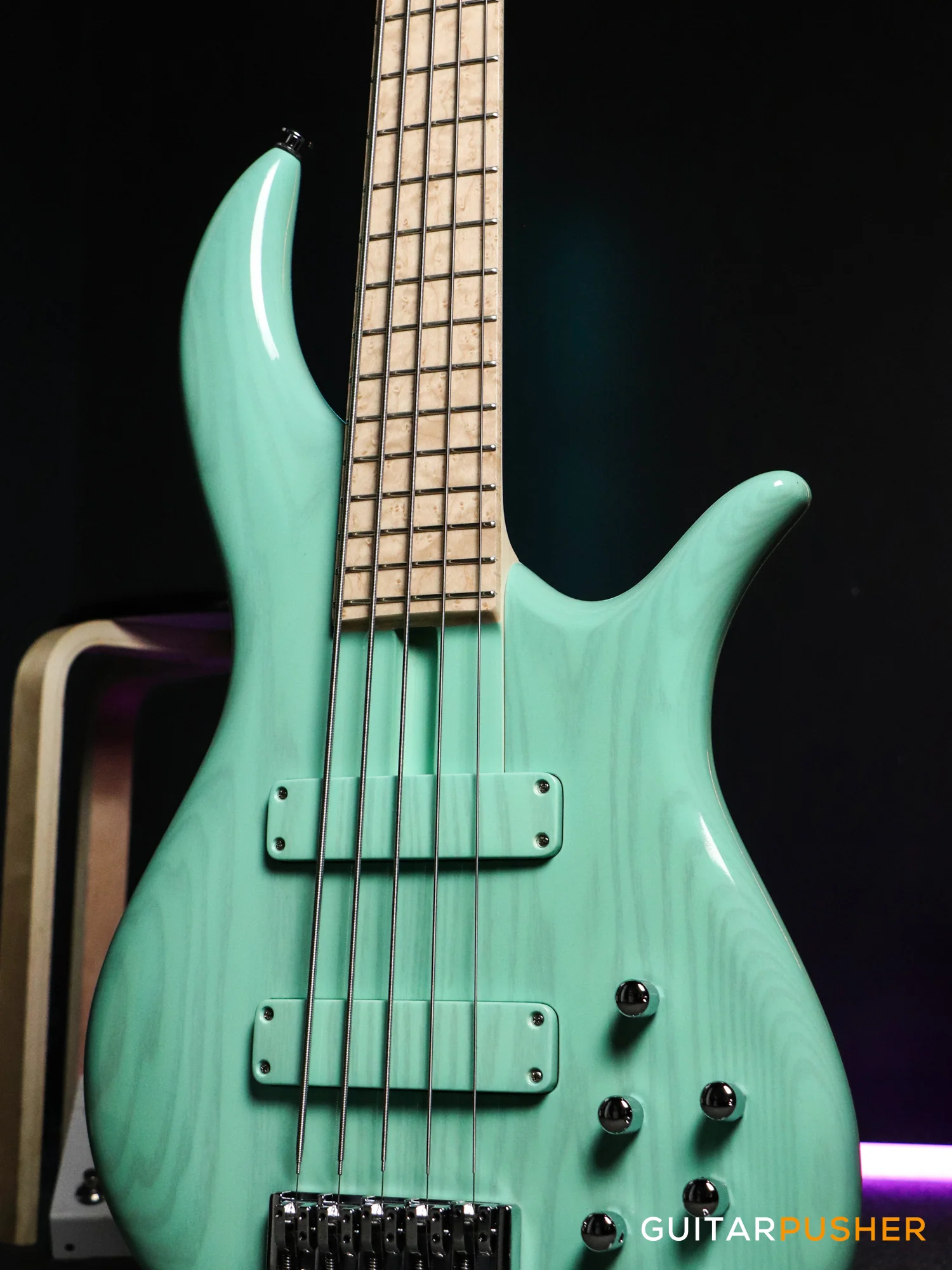 FBASS BN5 5-String Bass (Transparent Seafoam Green Gloss) - Ash Body, Birdseye Maple Fingerboard - Image 7