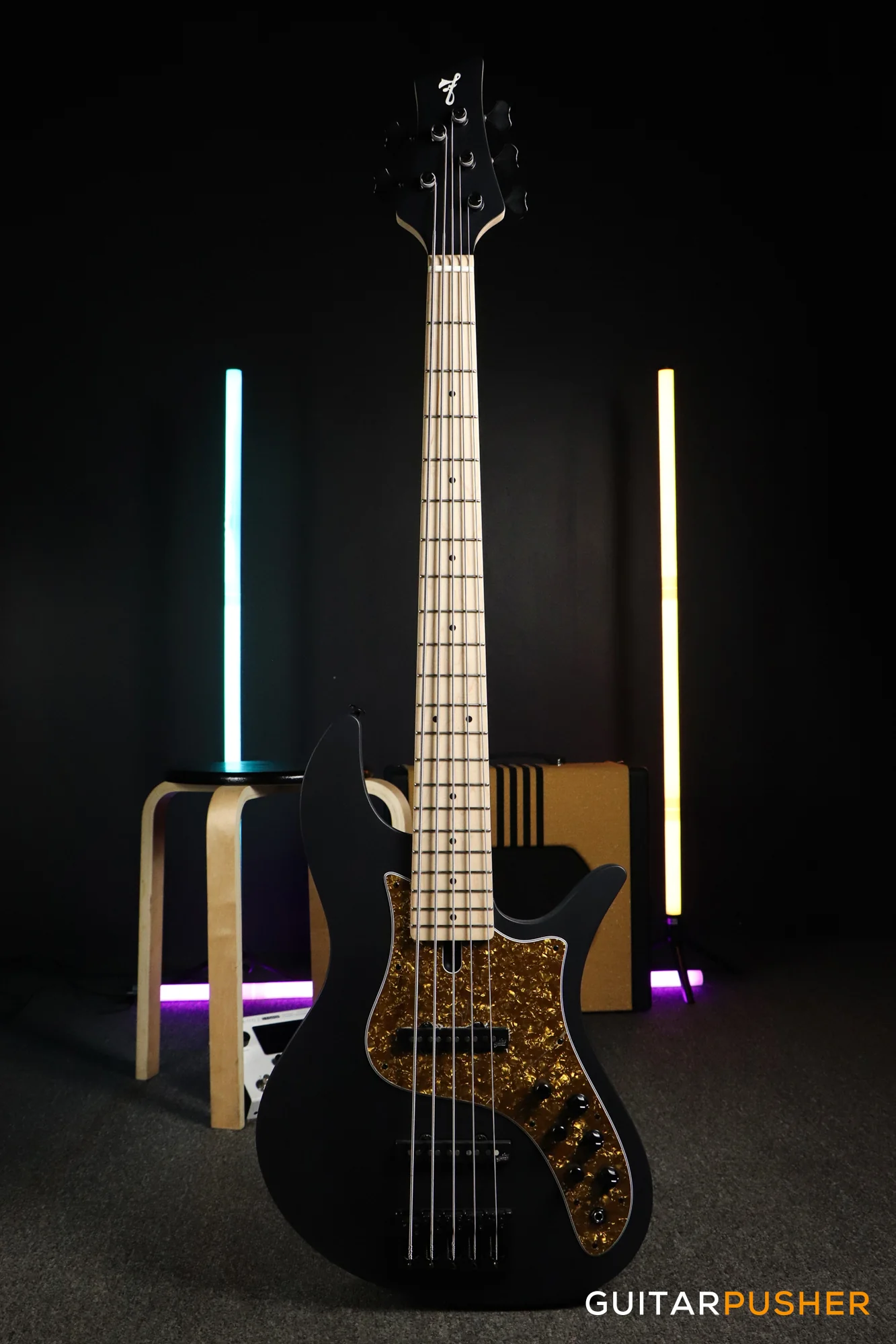 FBASS VF5-J 5-String Bass (Black Matte) - Ash Flat Top Body, Maple Fingerboard - Image 2